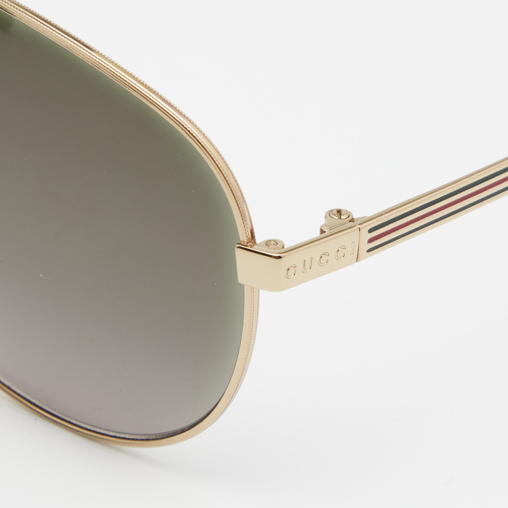 

Gucci Gold Tone/Green Gradient GG0137S Aviator Sunglasses