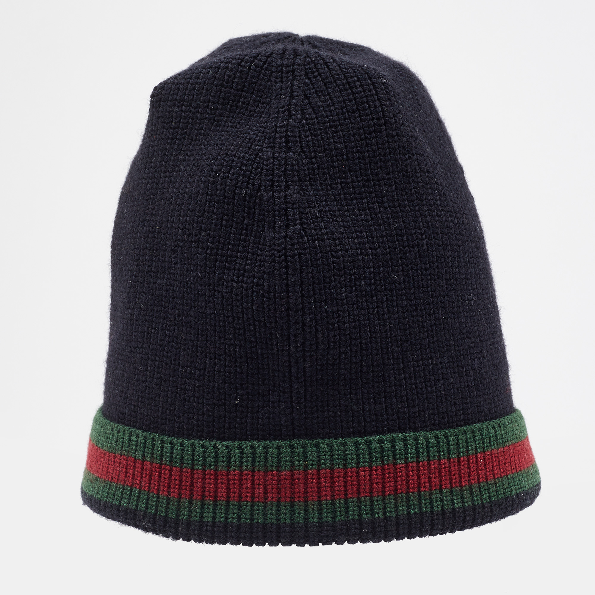 

Gucci Black Wool & Silk Web Stripe Beanie