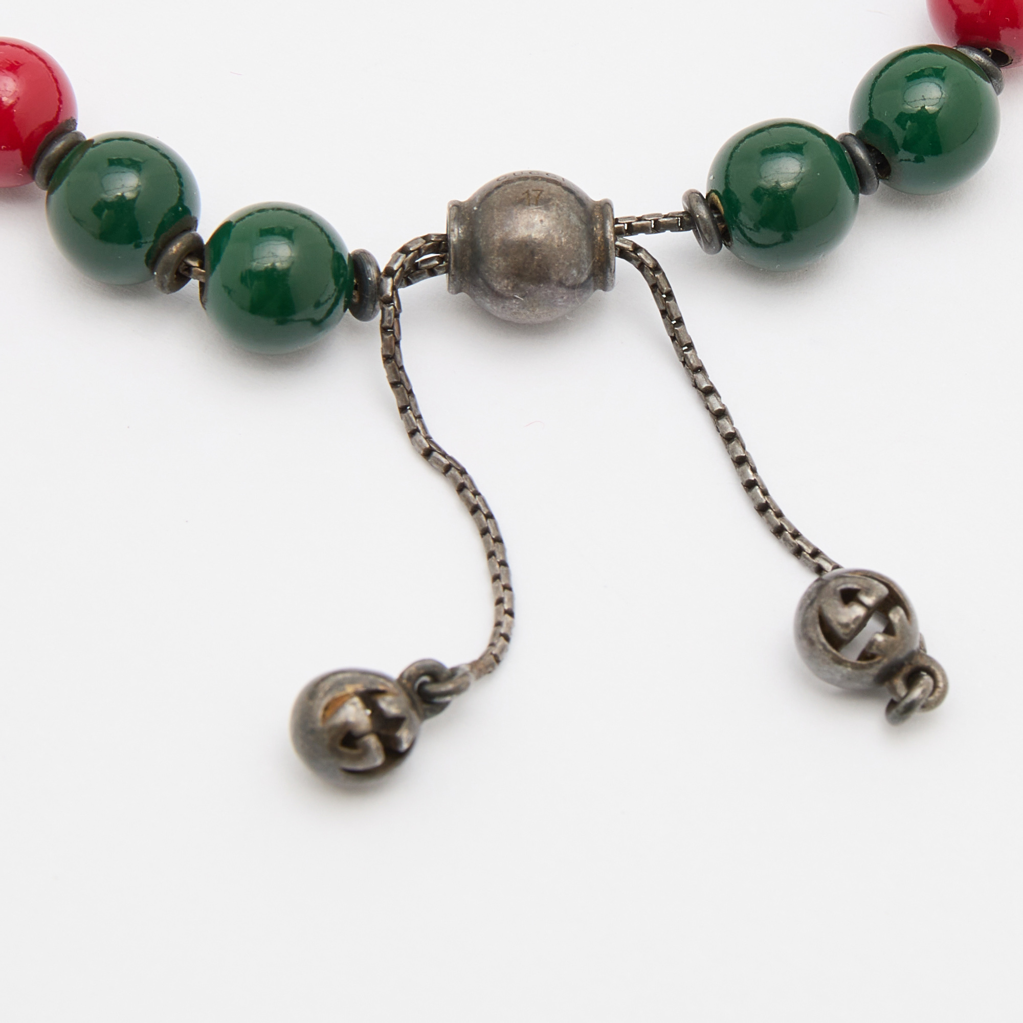 

Gucci Red & Green Lacquer Beaded San Valentino Bracelet 17