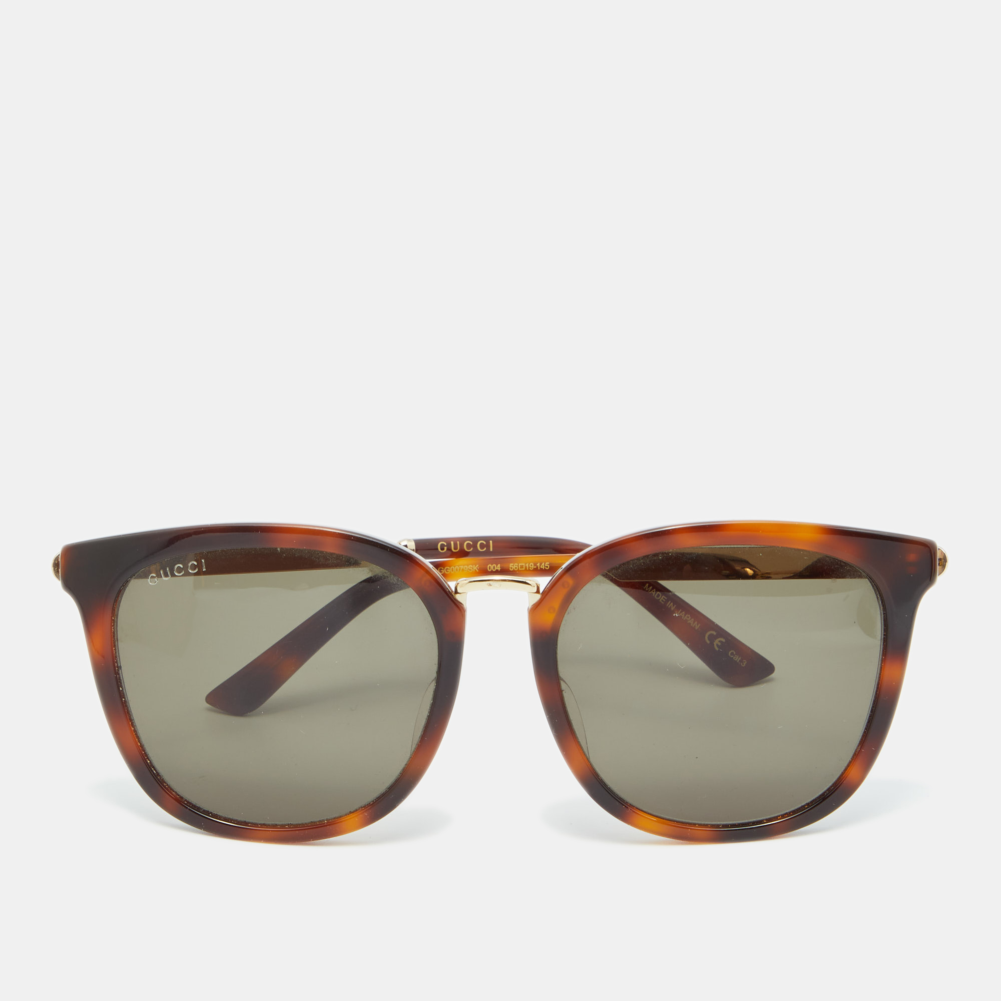 Pre-owned Gucci Brown Havana/grey Gg0079sk Aviator Sunglasses