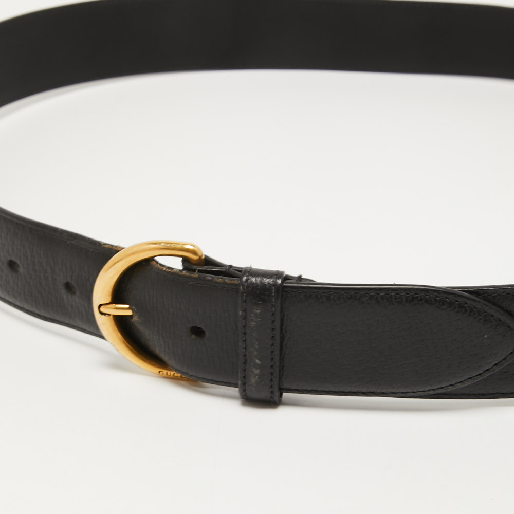 

Gucci Black Leather D Buckle Belt