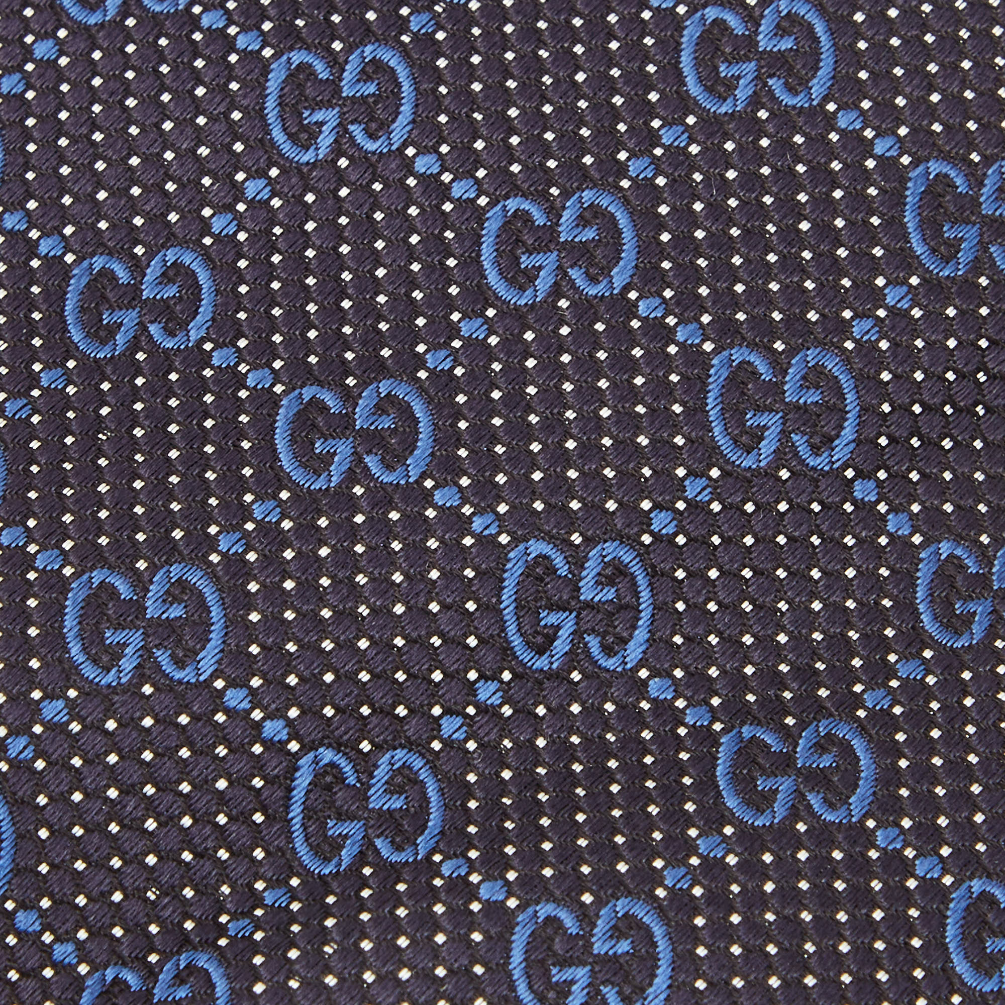 

Gucci Navy Blue GG Deiene Silk Tie