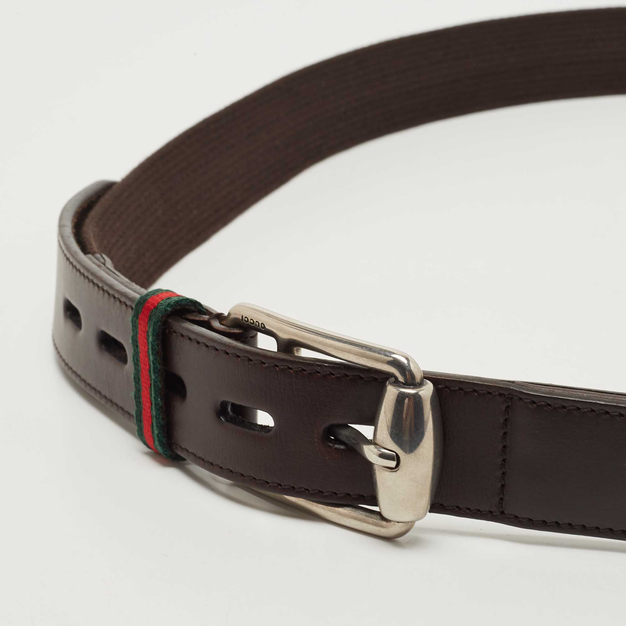 

Gucci Dark Brown Canvas and Leather Web Buckle Belt