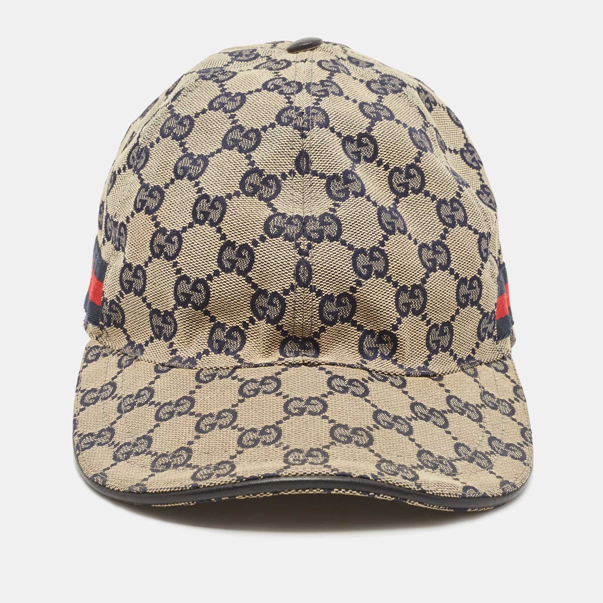 

Gucci Beige/Navy Blue Monogram Web Canvas Baseball Hat