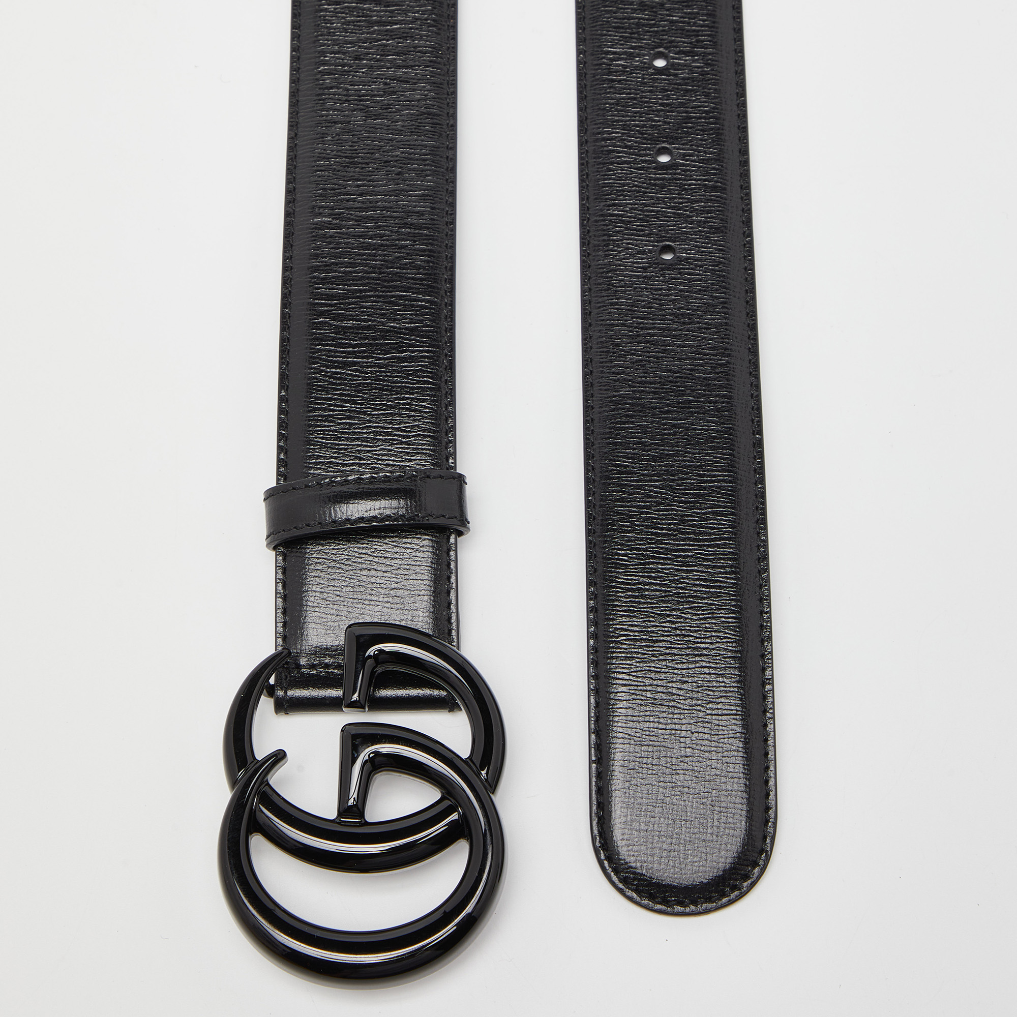 

Gucci Black Leather Double G Buckle Belt