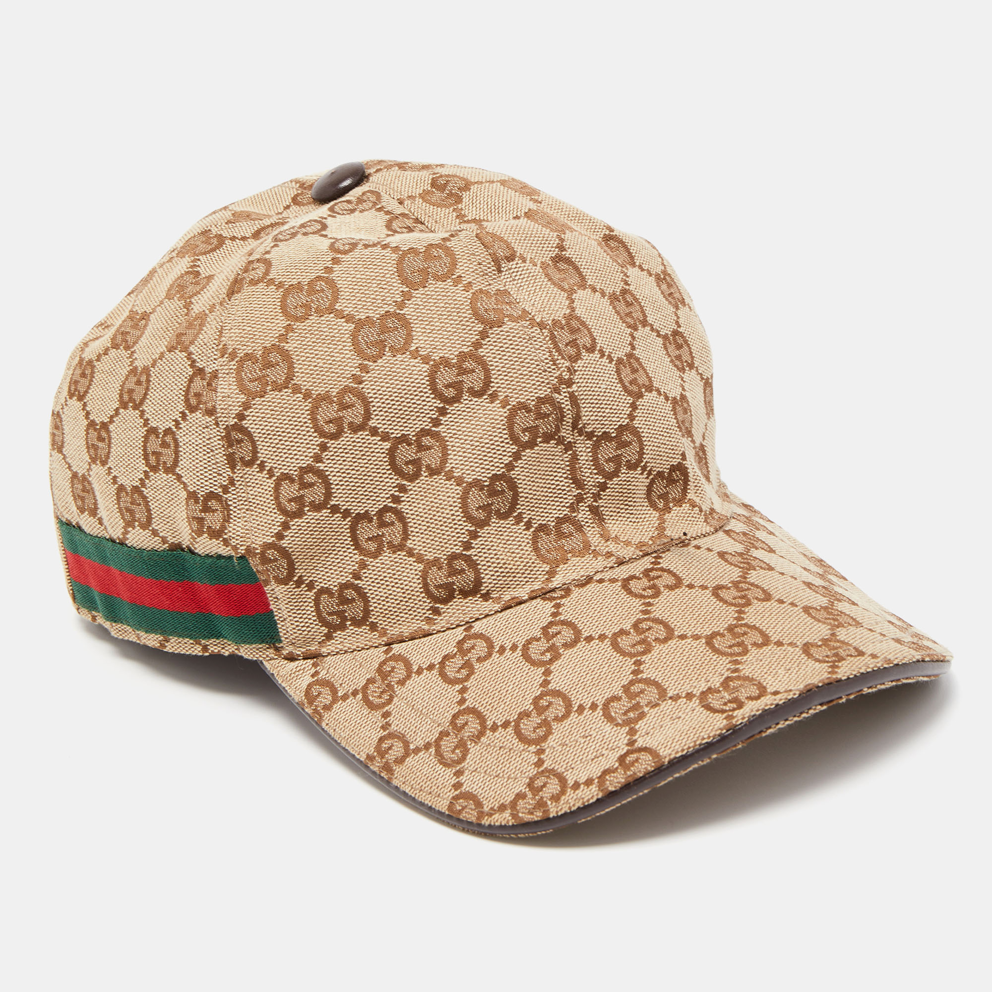 

Gucci Beige Web Detail GG Canvas Baseball Cap