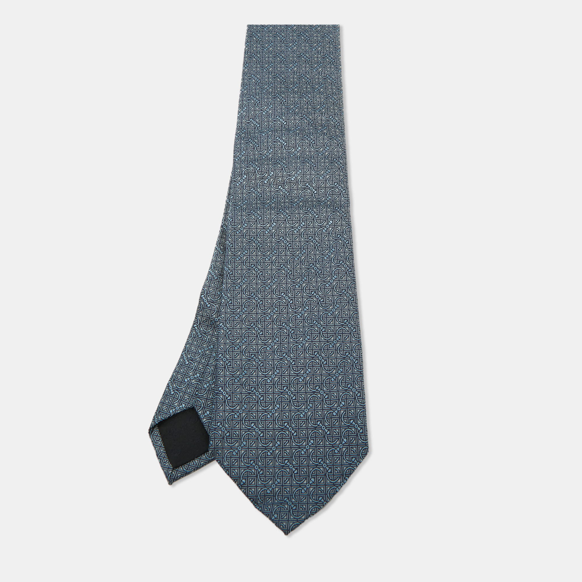 Pre-owned Gucci Blue Patterned Silk Tie