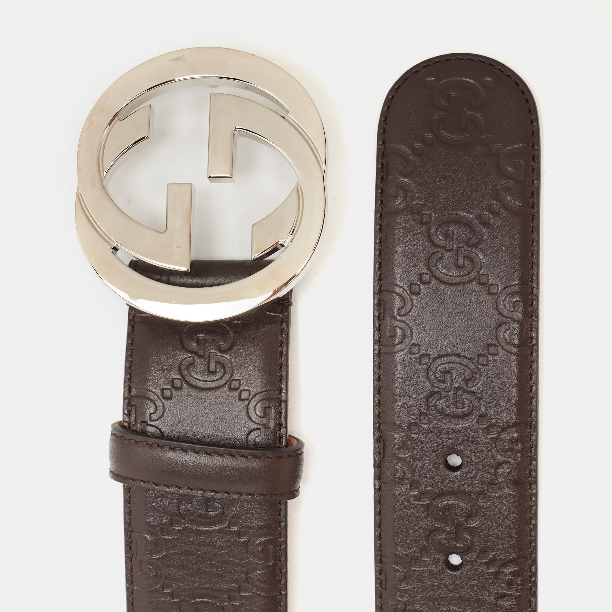 

Gucci Brown Guccissima Leather Interlocking G Buckle Belt