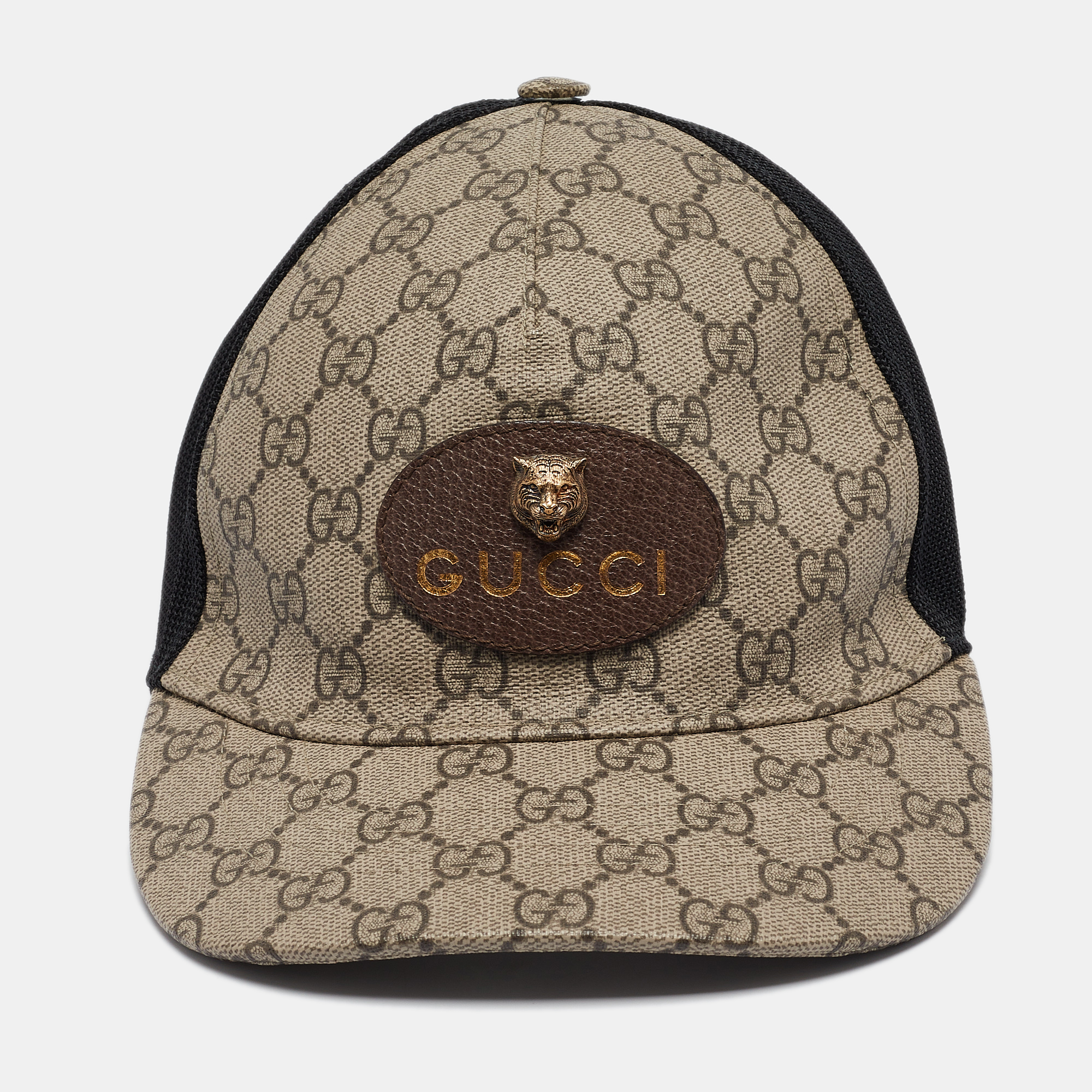 Gucci Beige Tiger GG Supreme Canvas Baseball Cap M