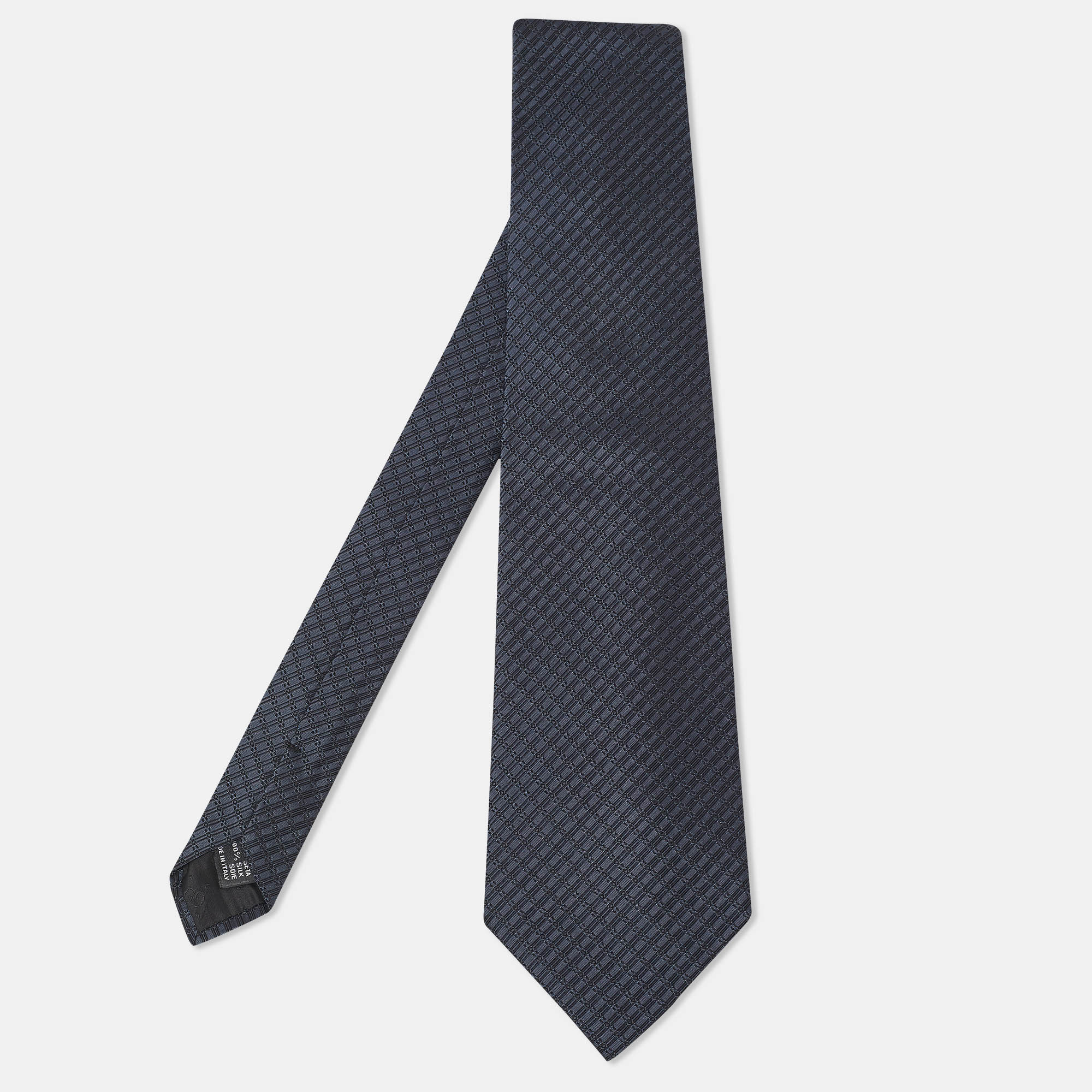 Pre-owned Gucci Dark Blue Diagonal Stripe Pattern Silk Traditional Tie