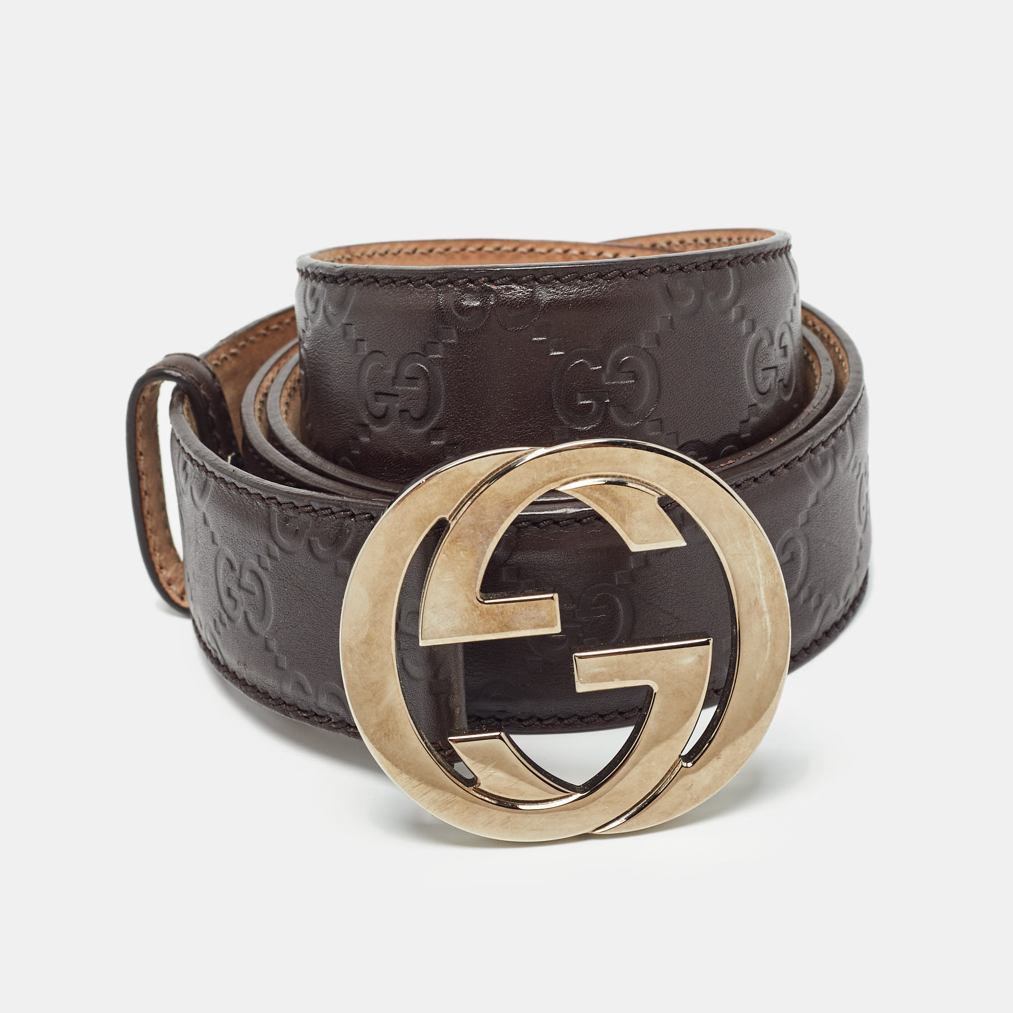 

Gucci Dark Brown Guccissima Leather Interlocking G Belt