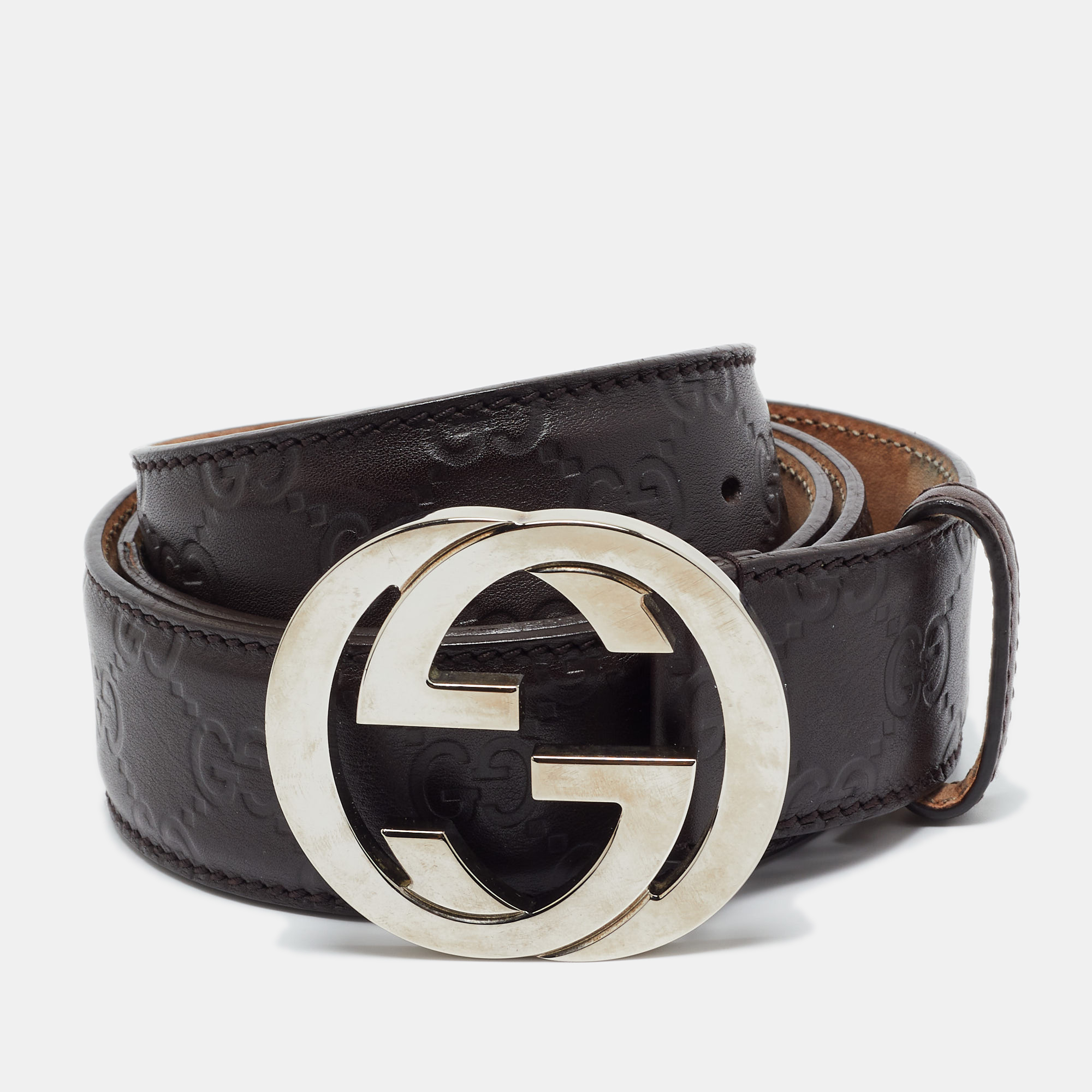 

Gucci Dark Brown Guccissima Leather Interlocking G Belt