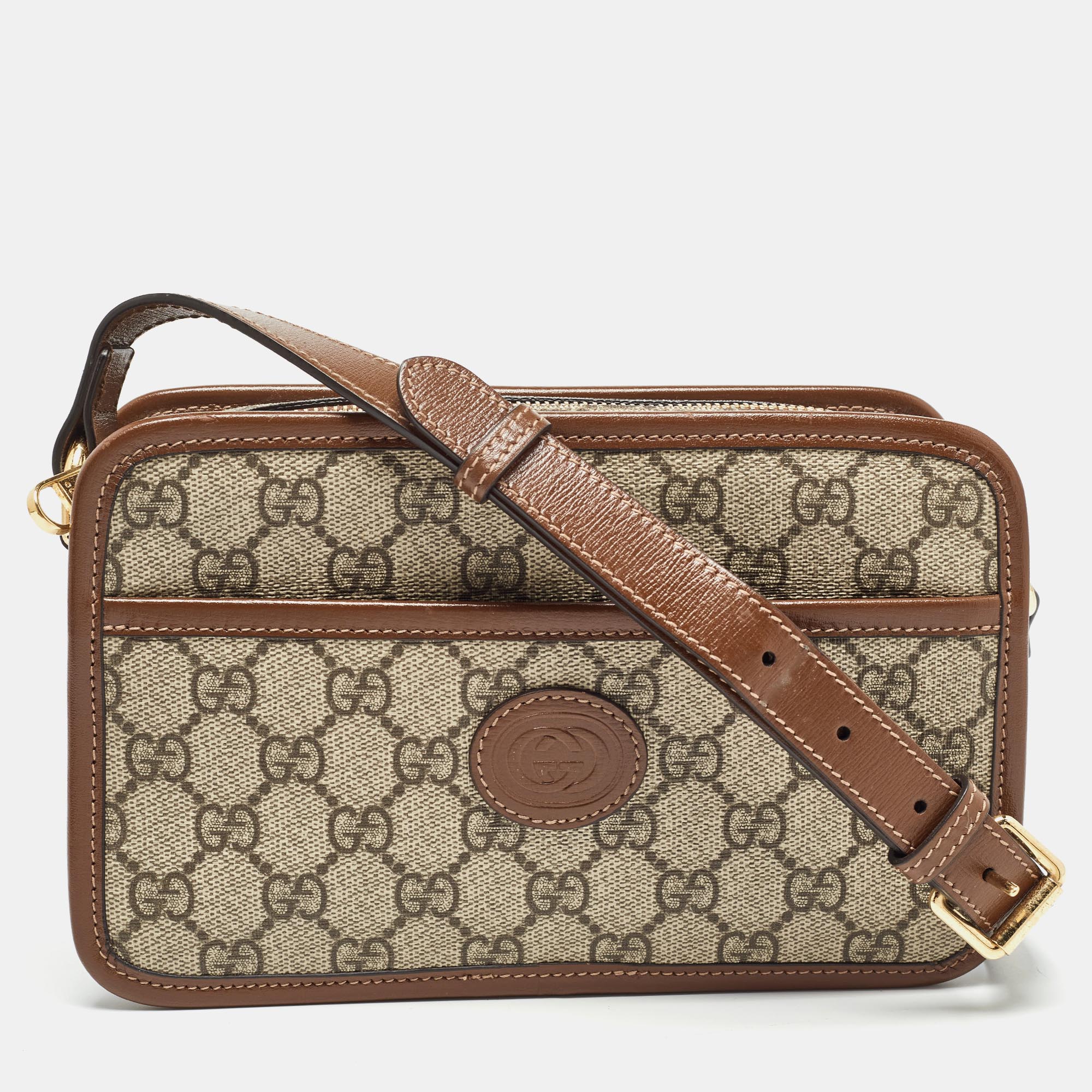 

Gucci Brown/Beige GG Supreme Canvas and Leather Mini Interlocking G Crossbody Bag