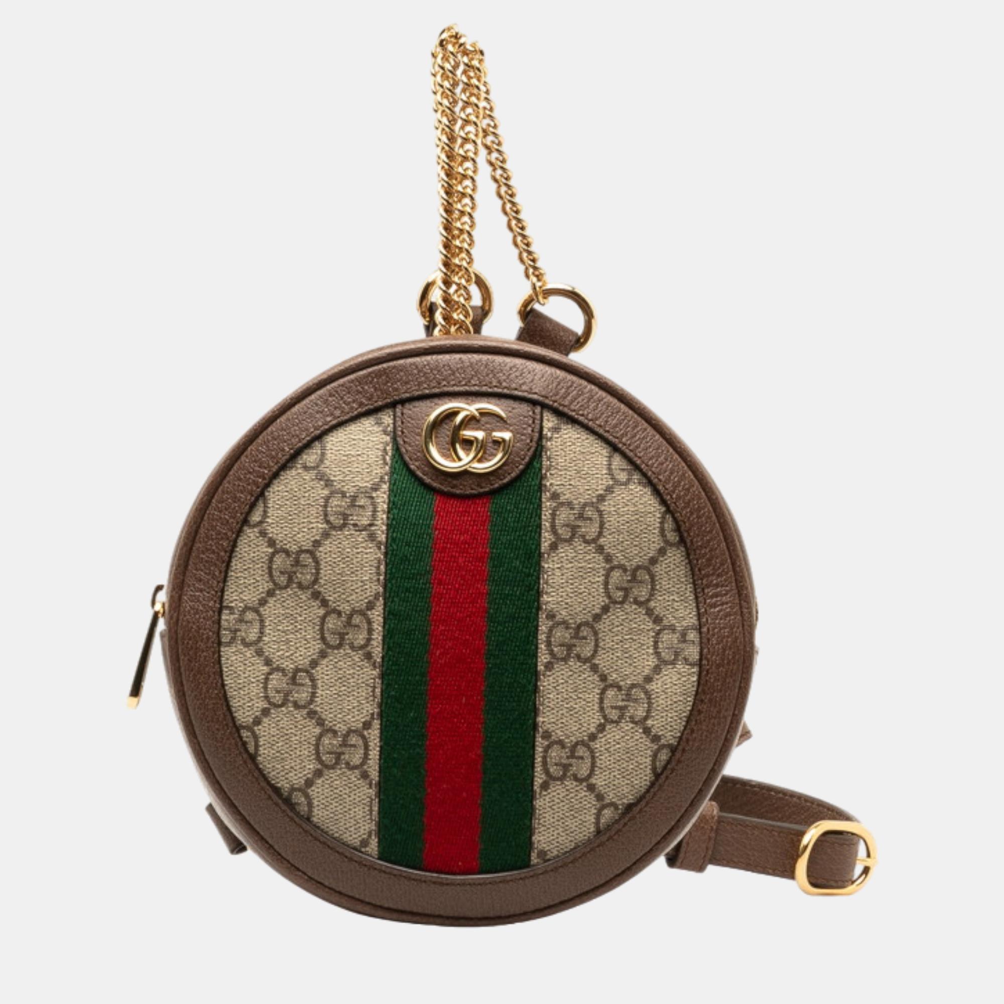 

Gucci Beige GG Supreme Canvas Mini Ophidia Backpack