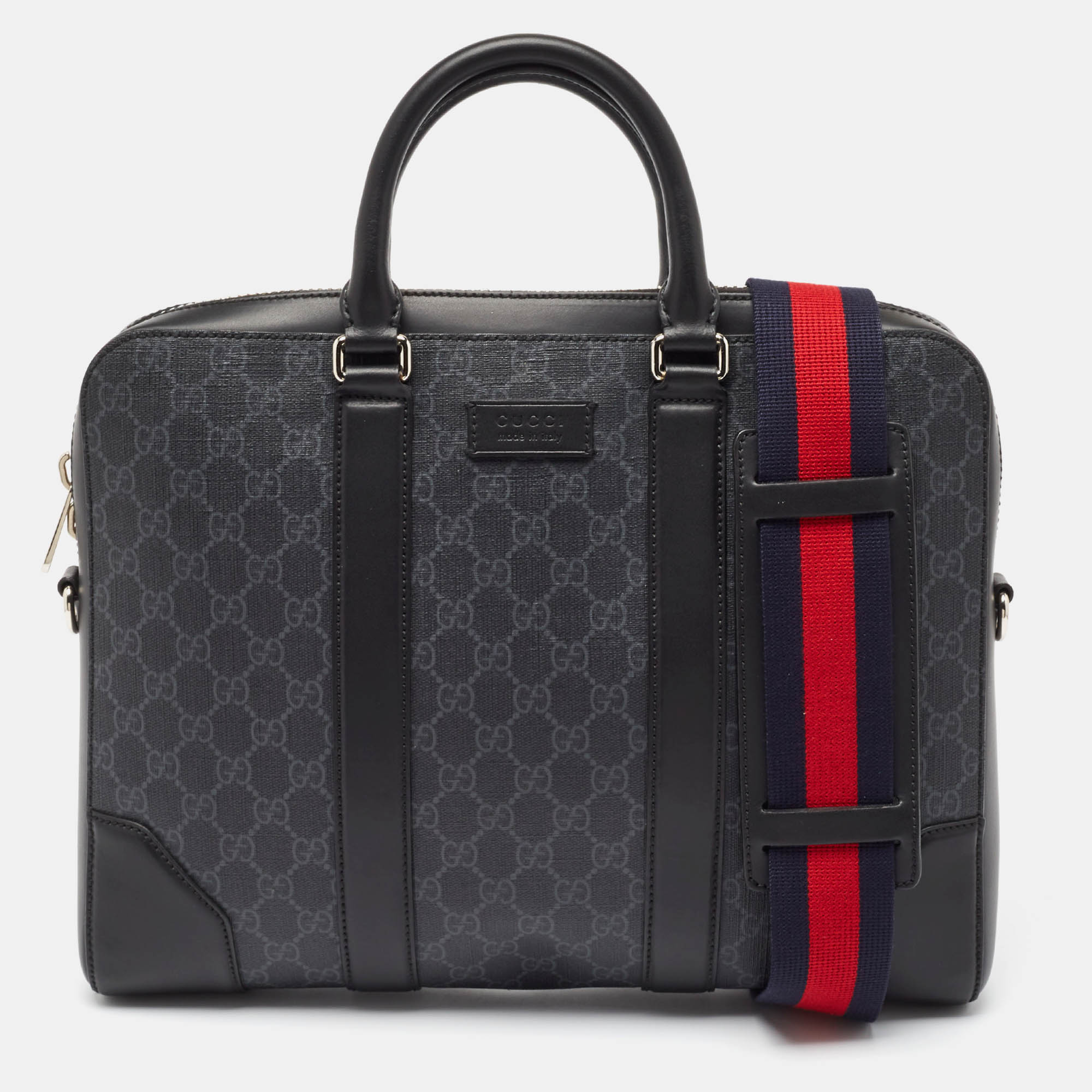 

Gucci Black GG Supreme Canvas and Leather Briefcase Bag