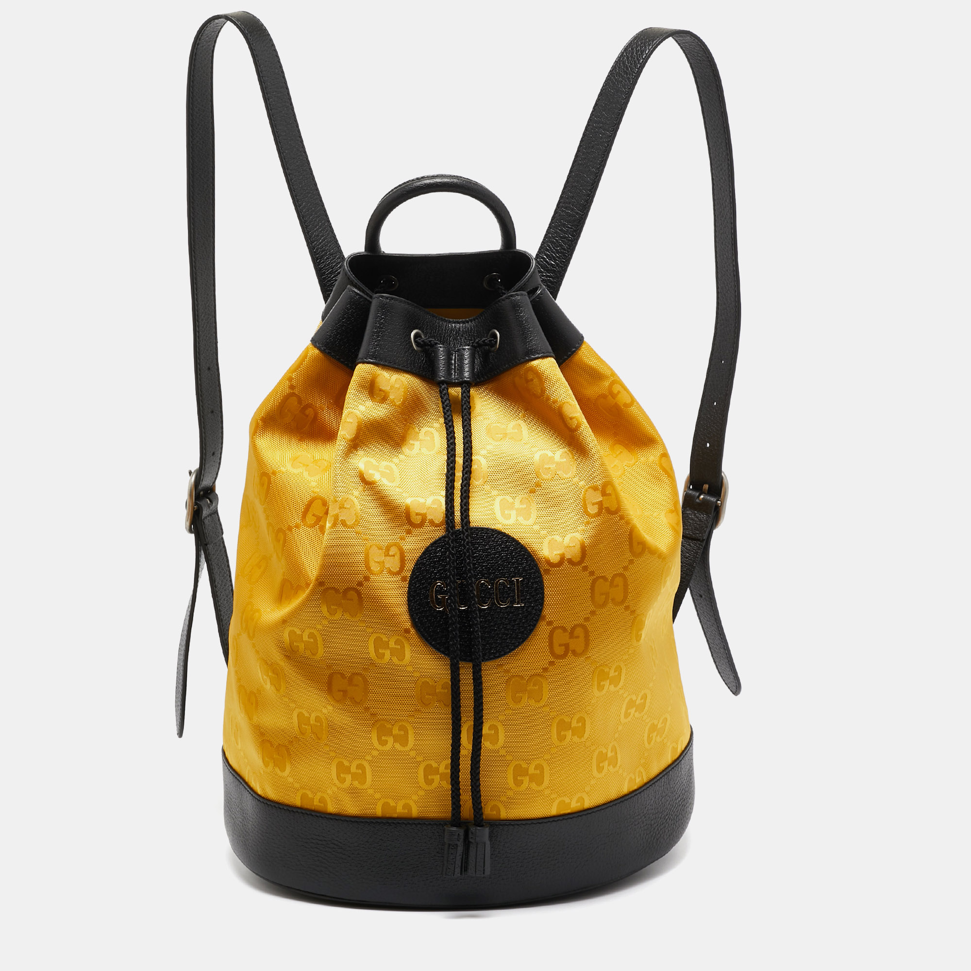 

Gucci Yellow GG Nylon Off The Grid Large Drawstring Backpack