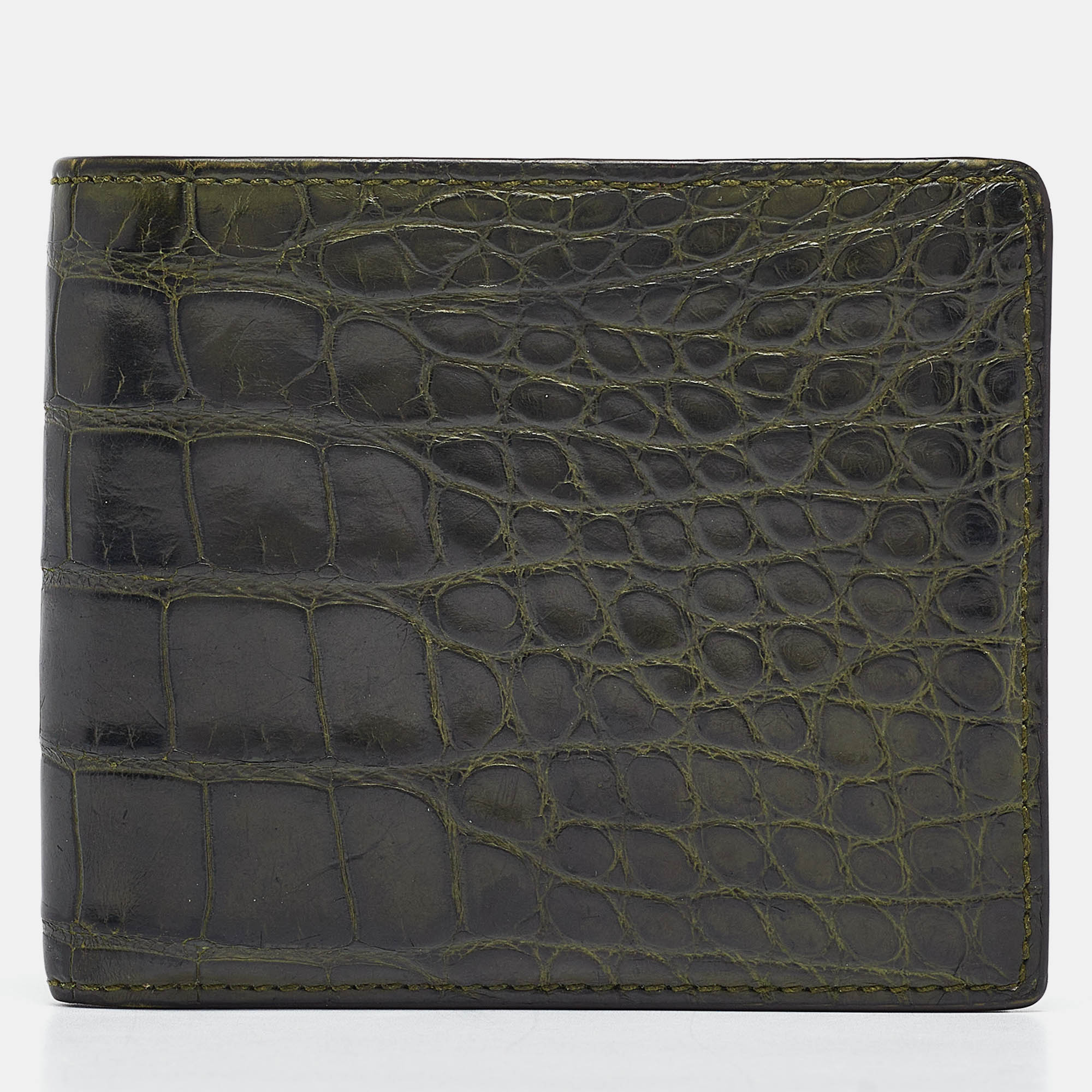 

Gucci Green Crocodile Bifold Compact Wallet