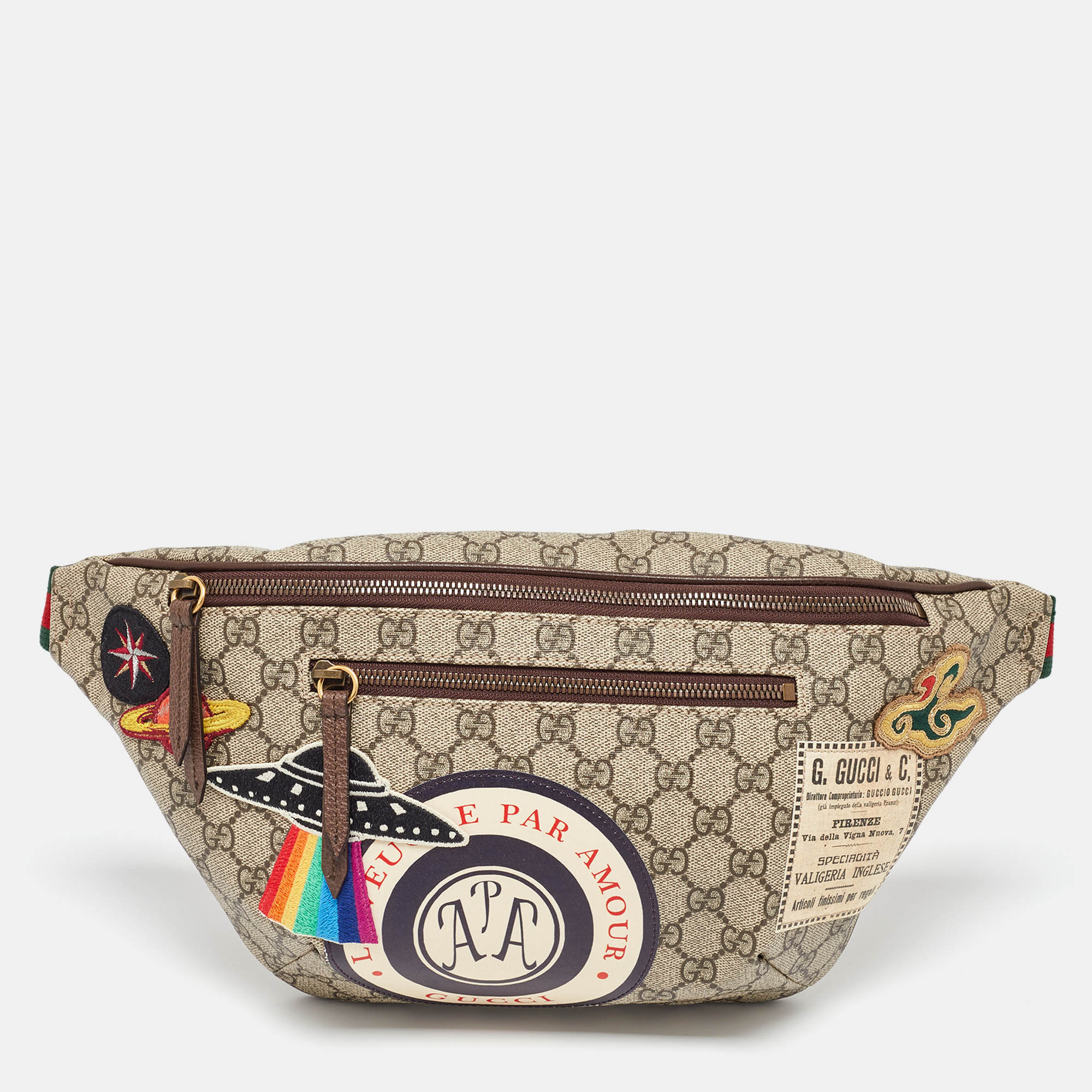 

Gucci Beige GG Supreme Canvas Courrier Belt Waist Bag