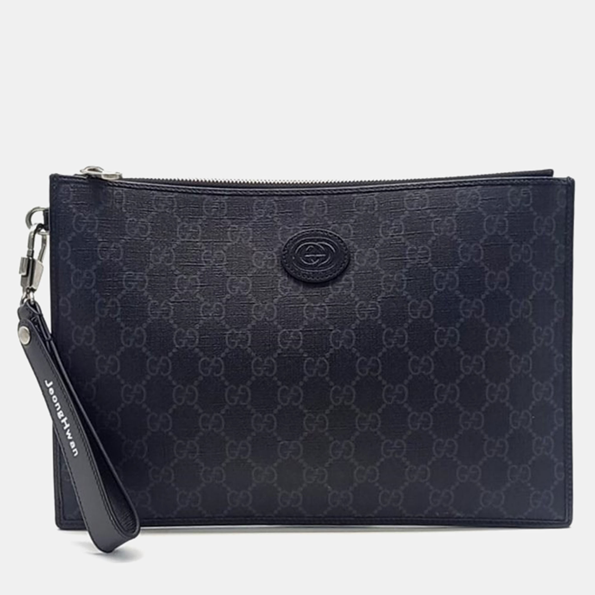 Pre-owned Gucci Interlocking Clutch In Black