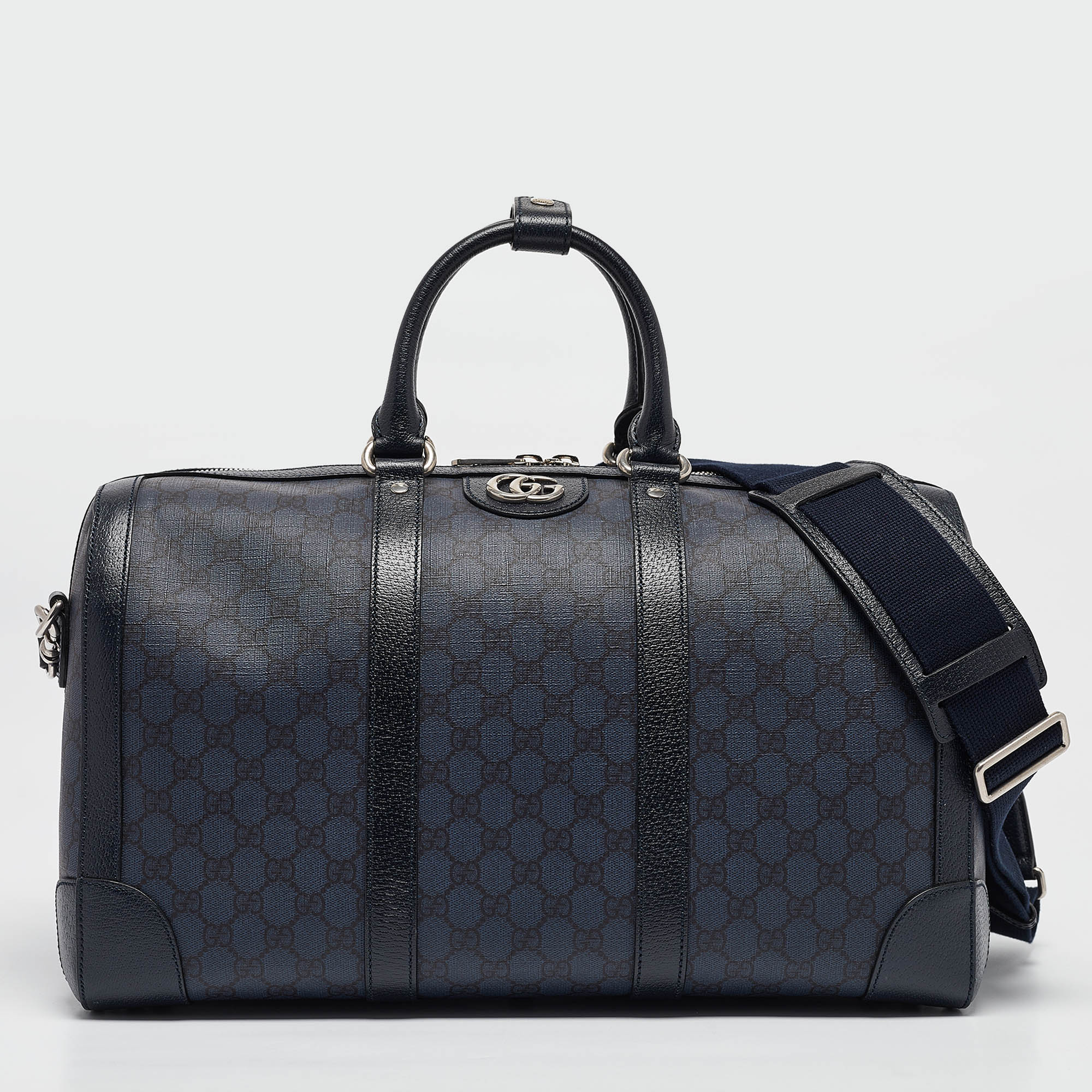 

Gucci Navy Blue GG Supreme Canvas and Leather  Ophidia Duffel Bag