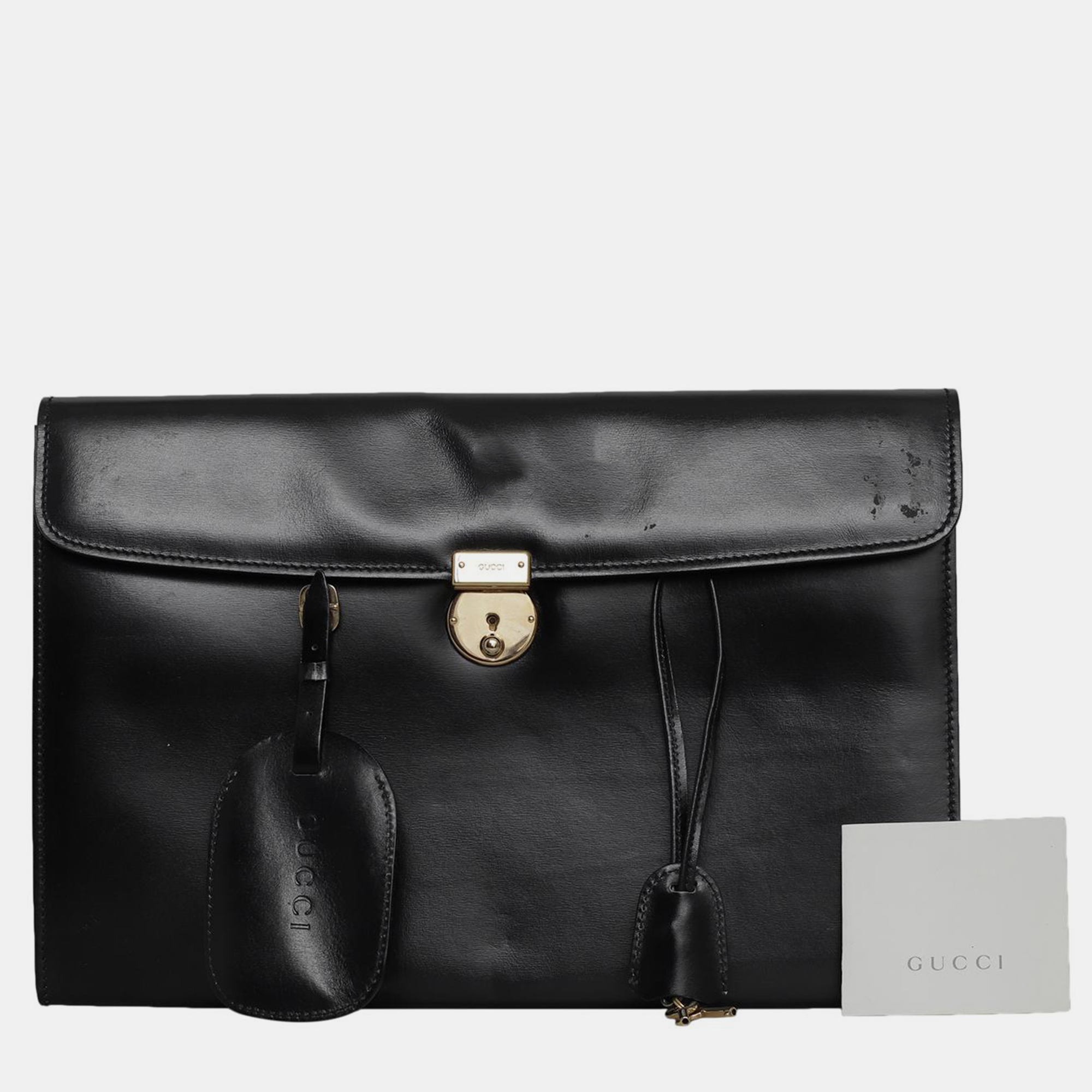 

Gucci Leather Box Briefcase, Black