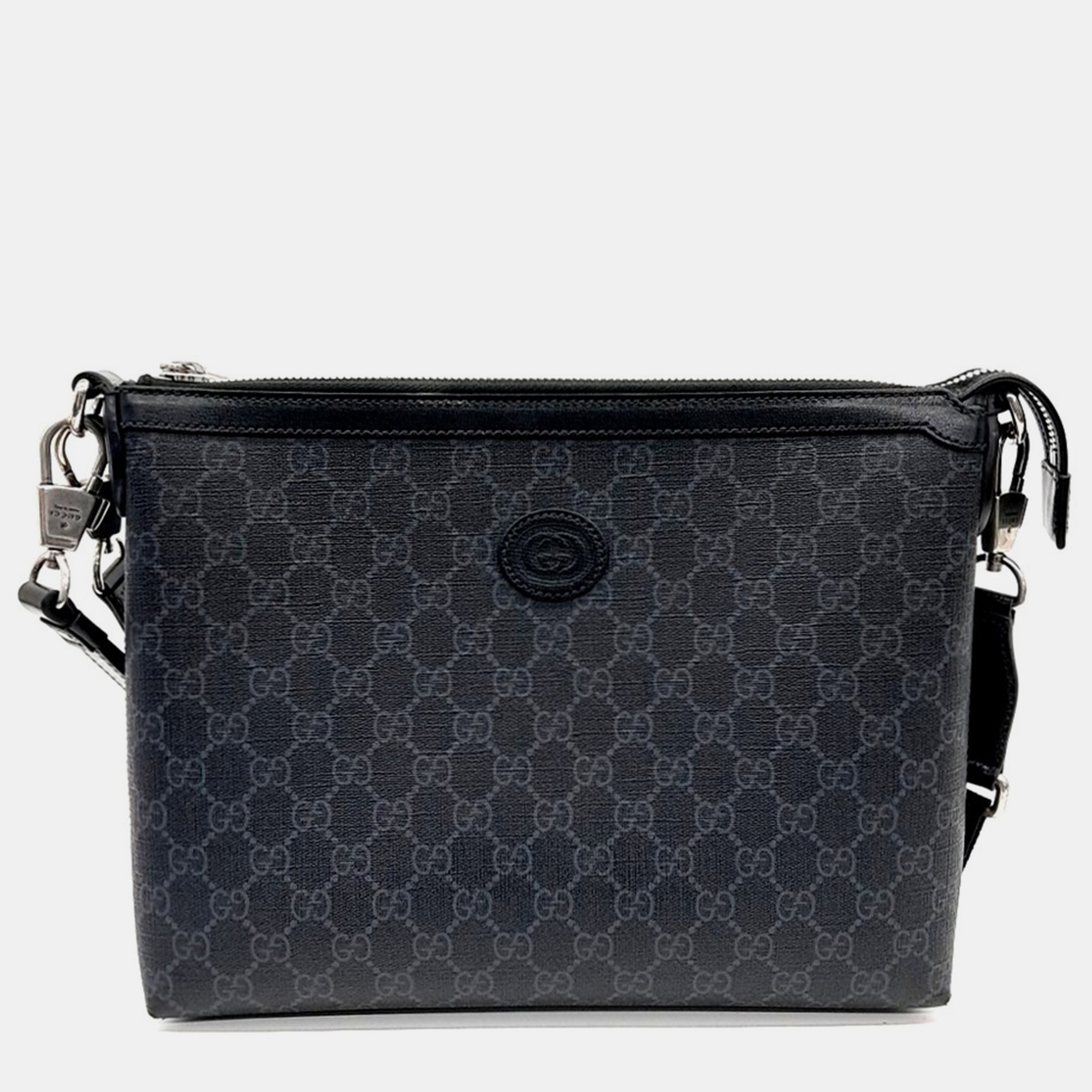 

Gucci Black PVC Interlocking G Messenger Bag