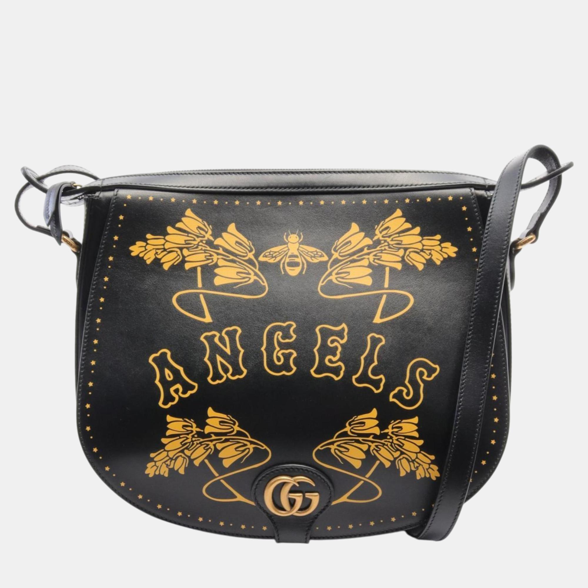 

Gucci Black Leather La Angels Shoulder Bag