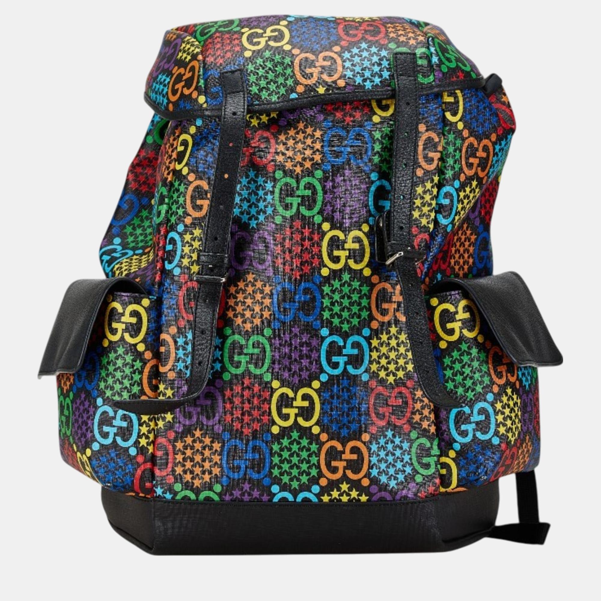 

Gucci Black Multicolor Pvc Leather Gg Psychedelic Medium Backpack