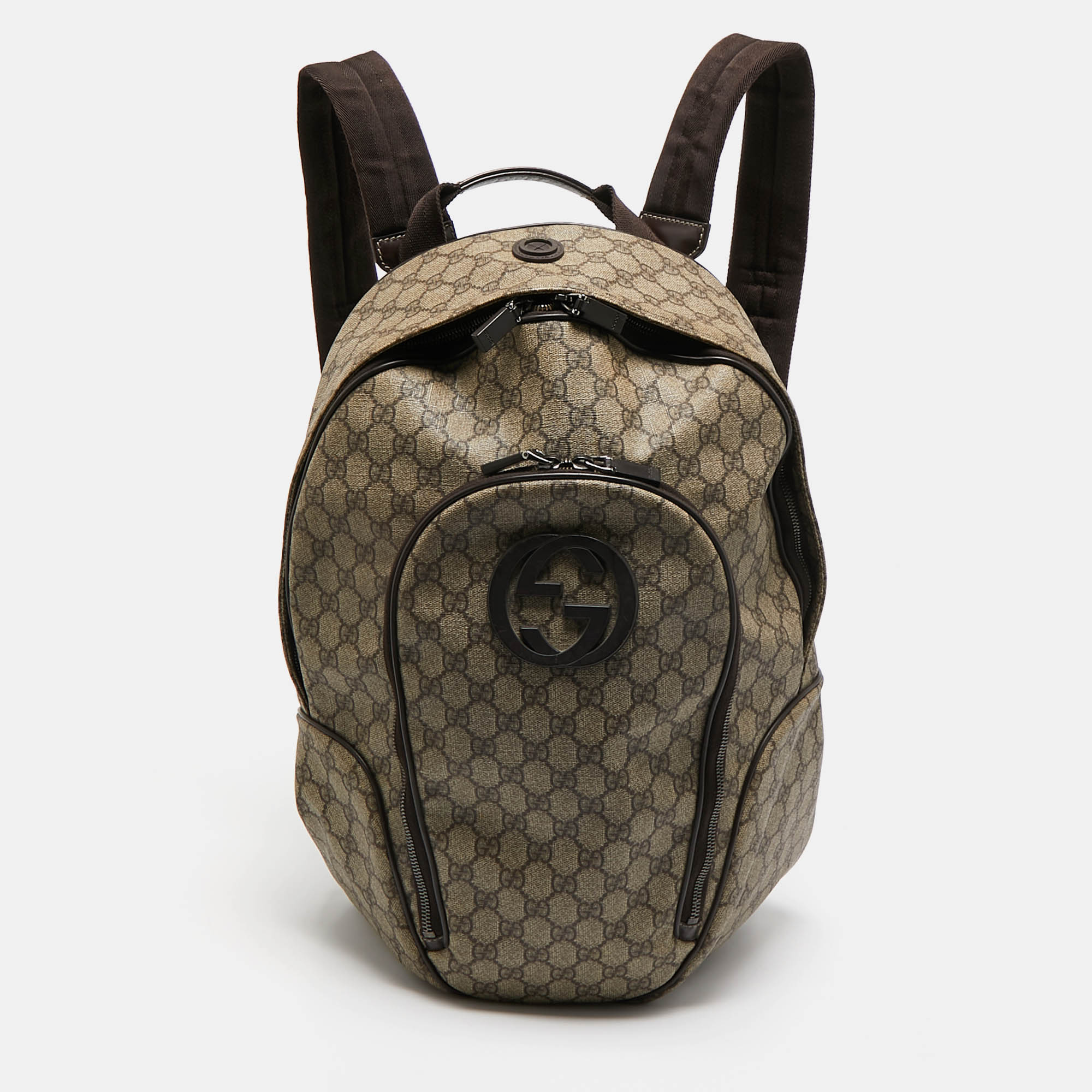 

Gucci Beige/Brown GG Supreme Canvas Interlocking G Backpack