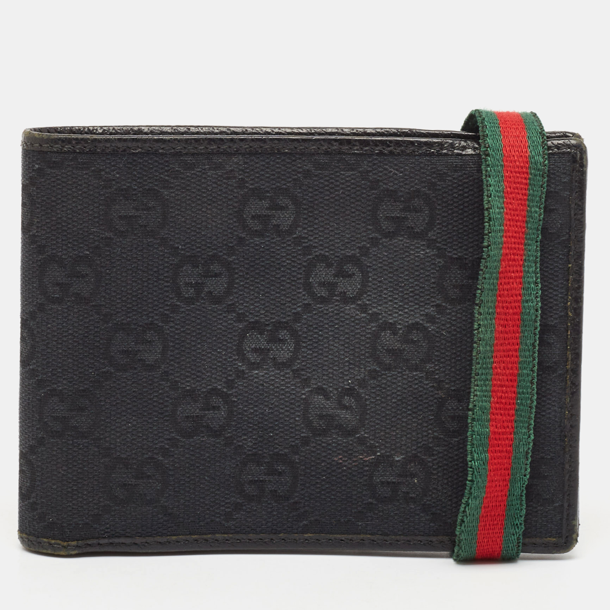 

Gucci Black GG Canvas Web Bifold Wallet