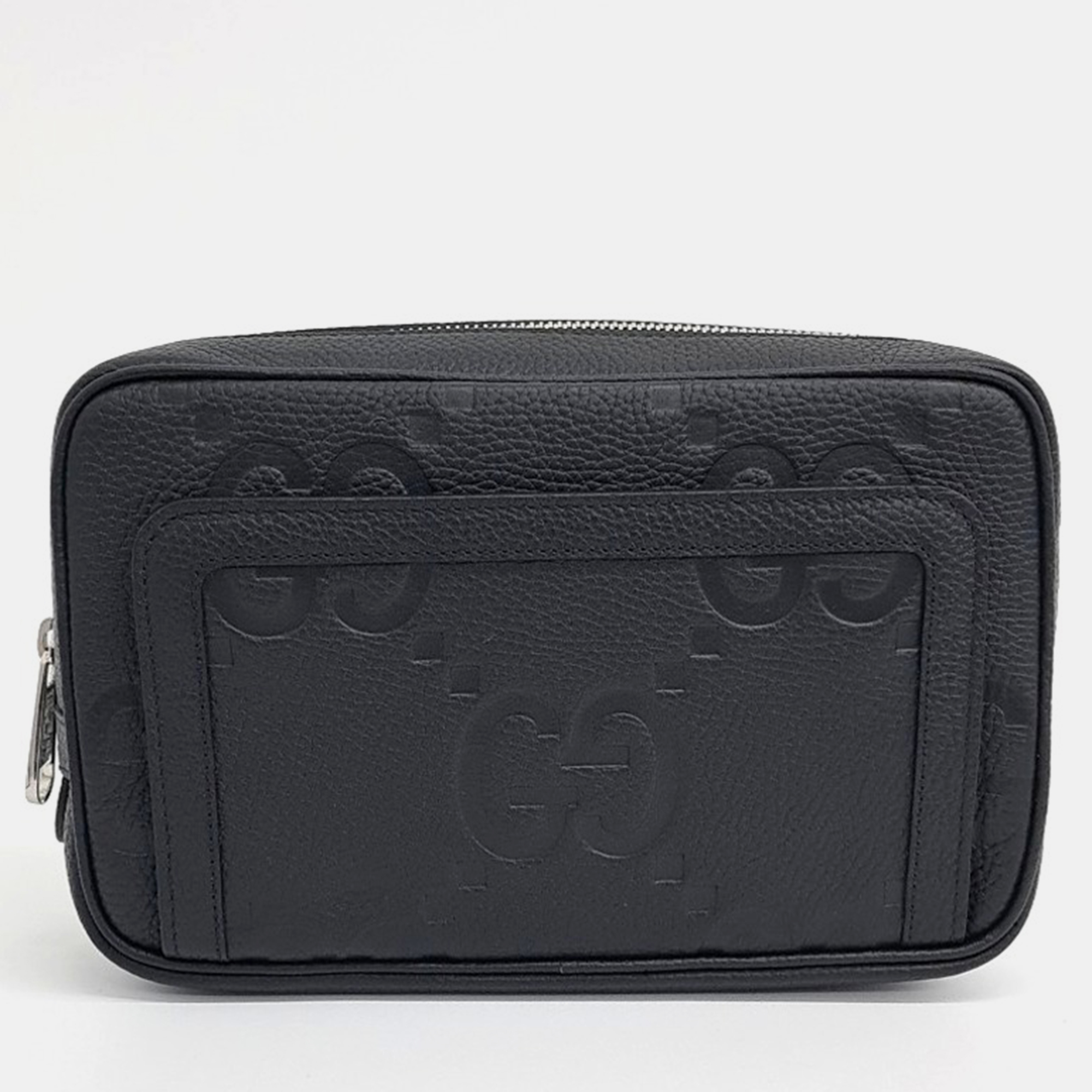 

Gucci Black Leather Jumbo Gg Pouch Bag