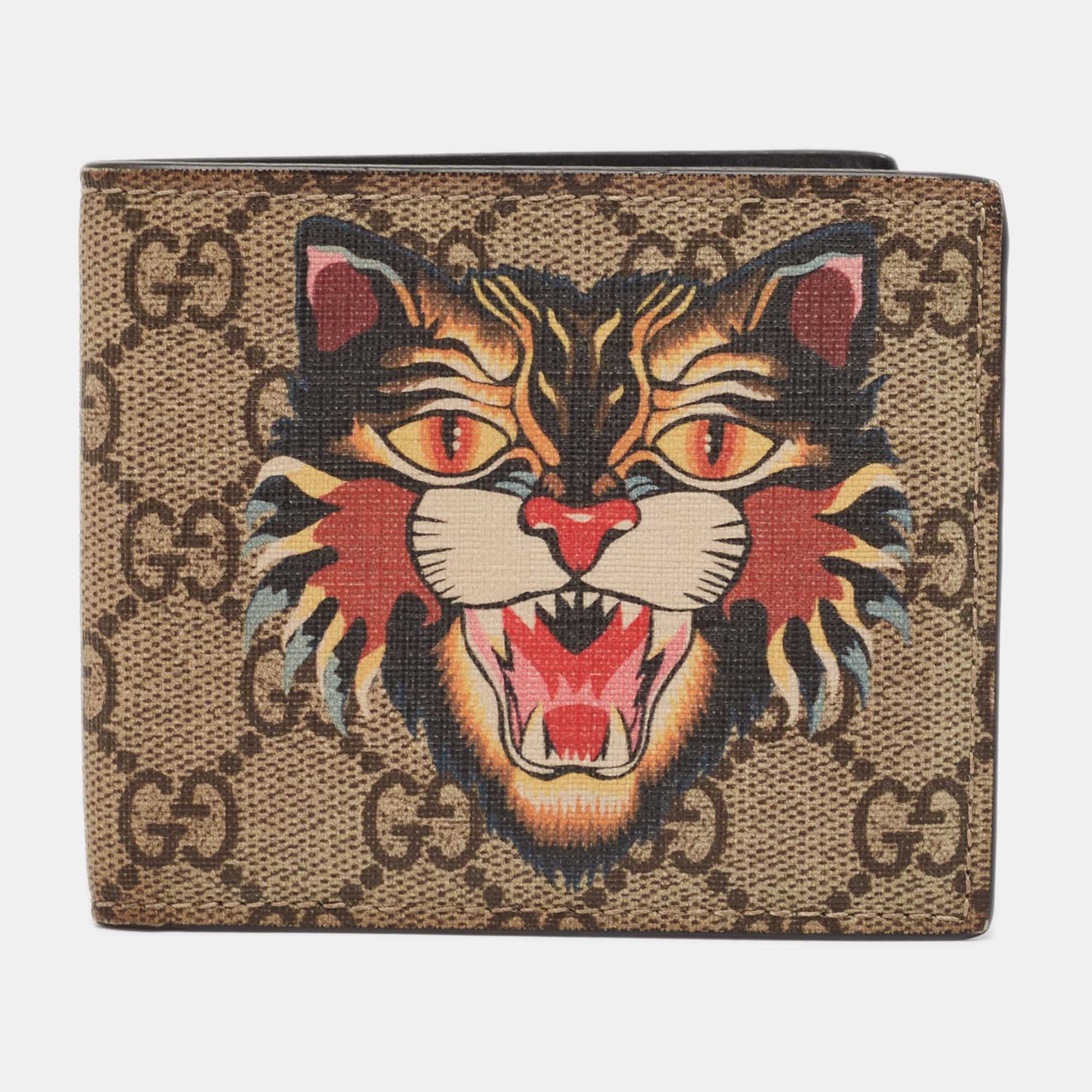 

Gucci Beige GG Supreme Canvas Angry Cat Bifold Wallet