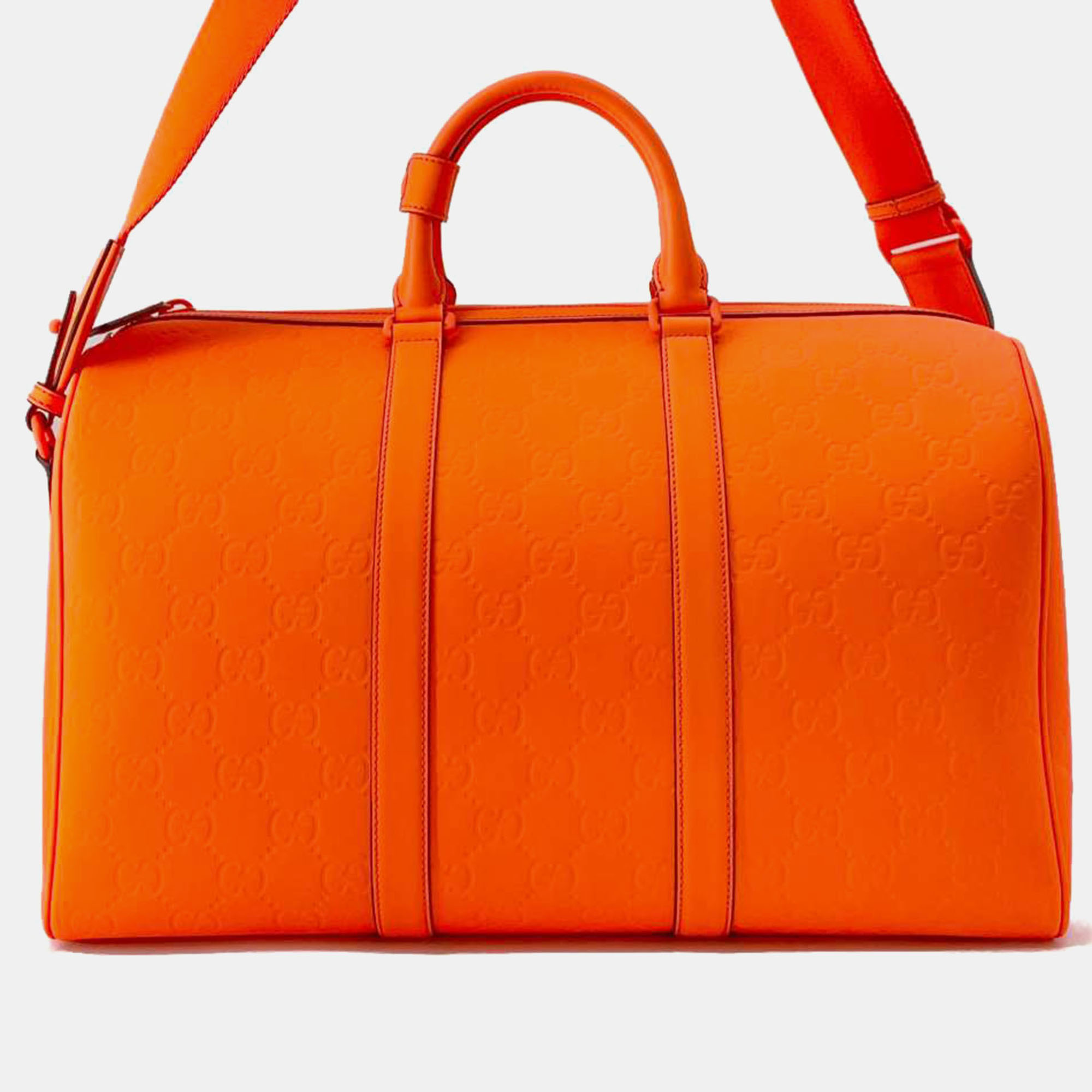 

Gucci Bright Orange GG Rubber Effect Medium Duffle Bag