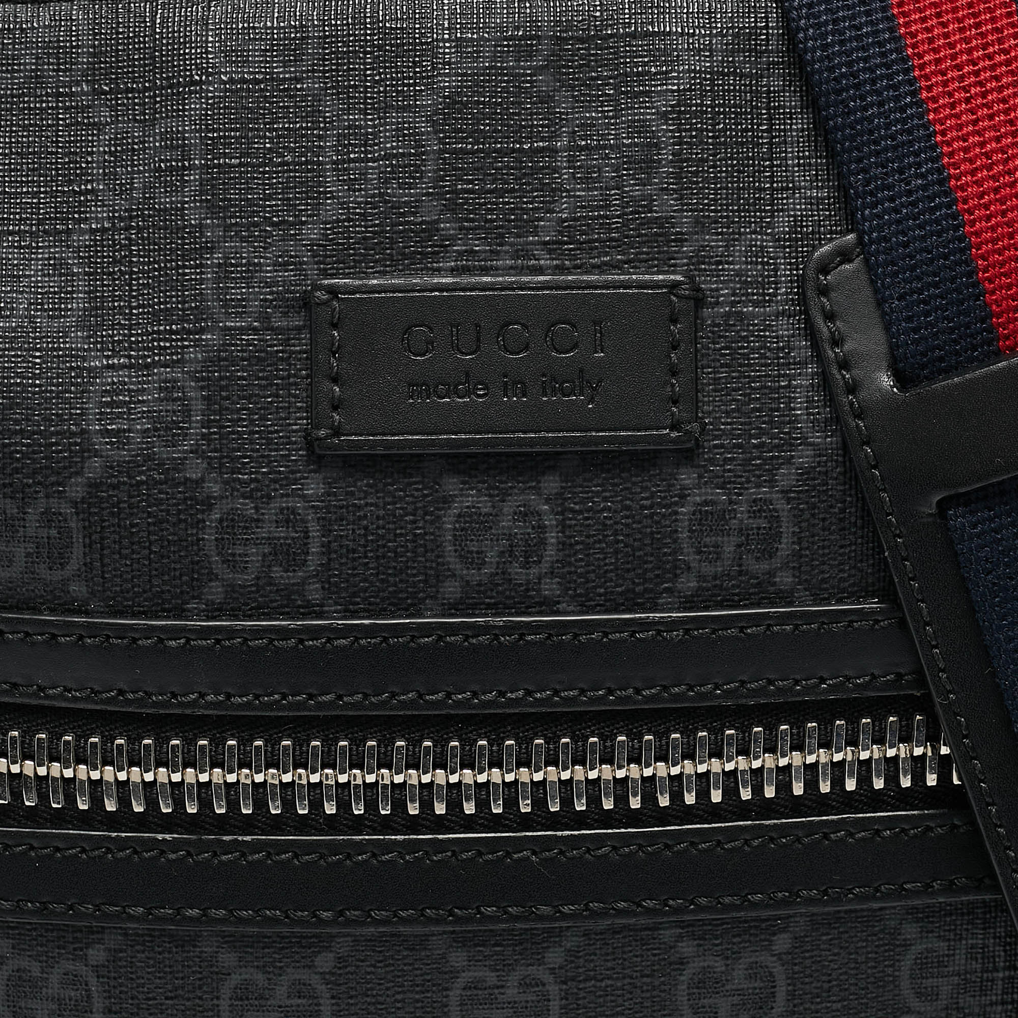 Gucci Black GG Supreme Canvas and Leather Flat Messenger Bag 