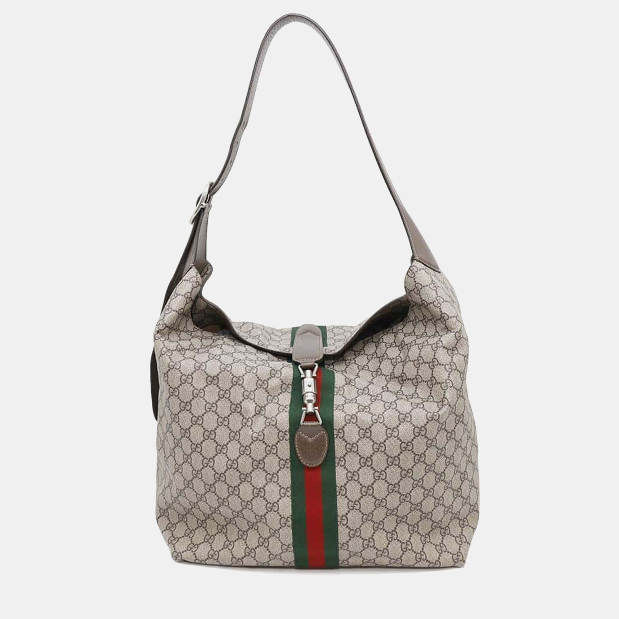 

Gucci Jackie 1961 Gg Supreme Beige/Brown Pvc Leather Size Medium Shoulder Bag