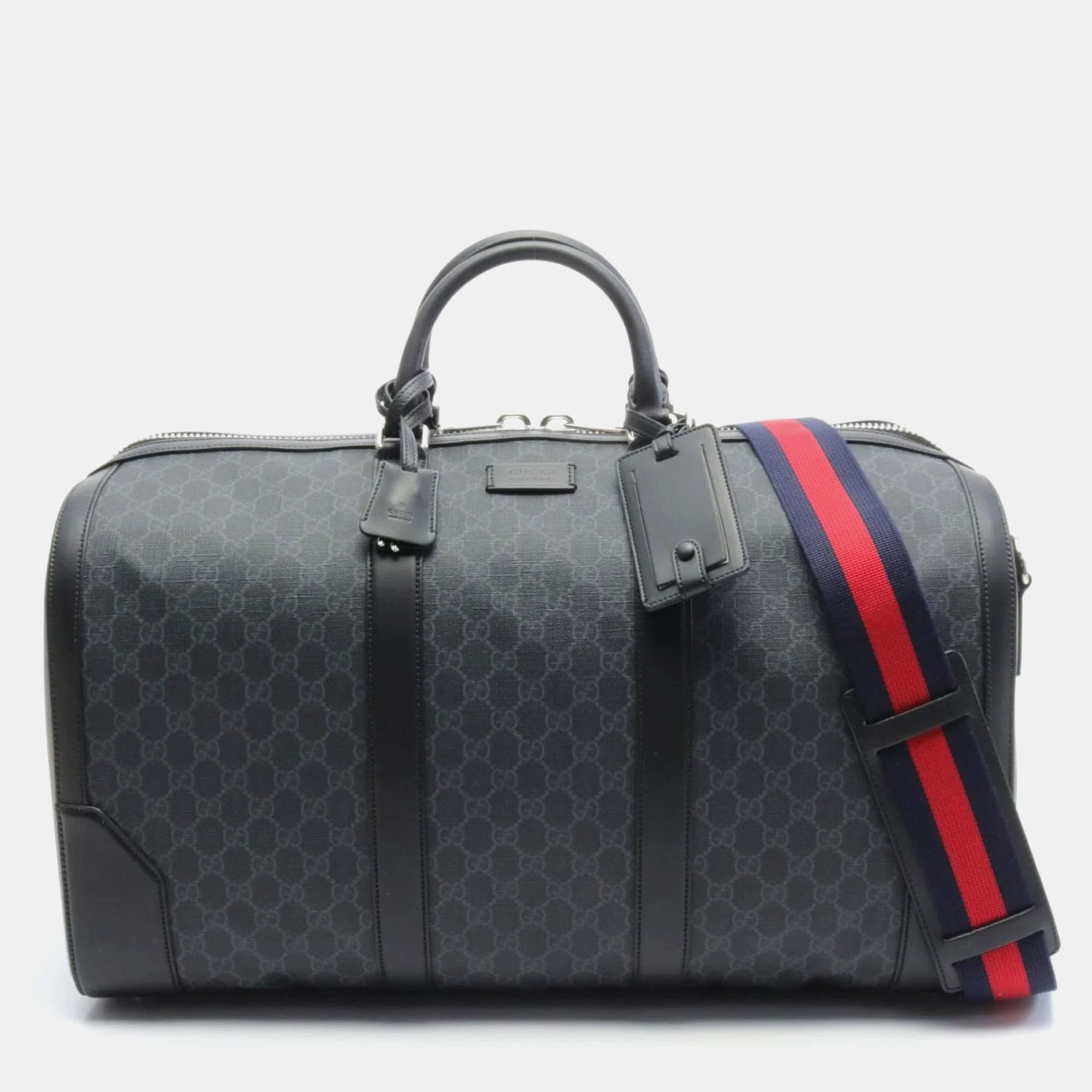 

Gucci Black Coated Canvas, Leather GG Supreme Boston Bag