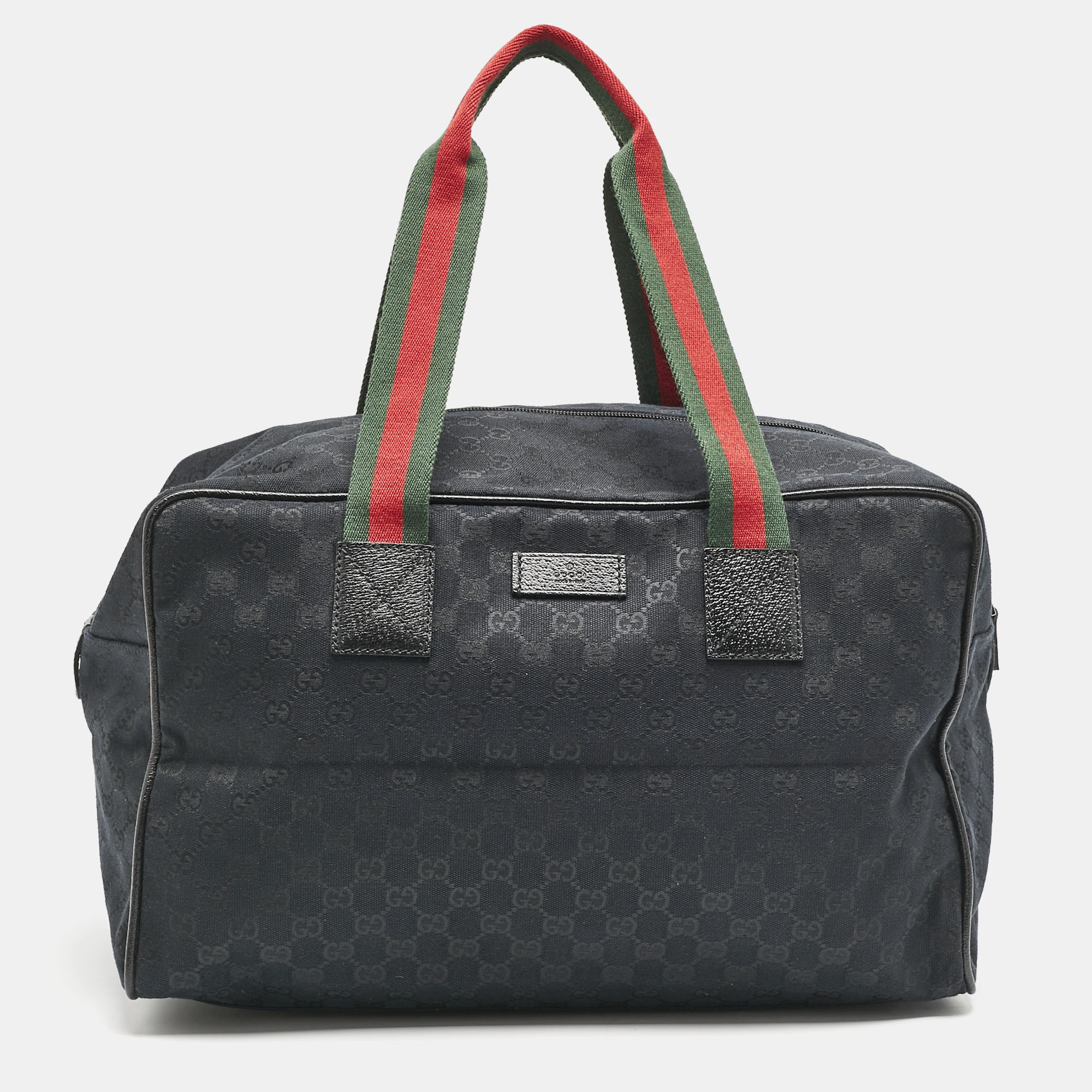 

Gucci Black GG Canvas Web Boston Duffel bag