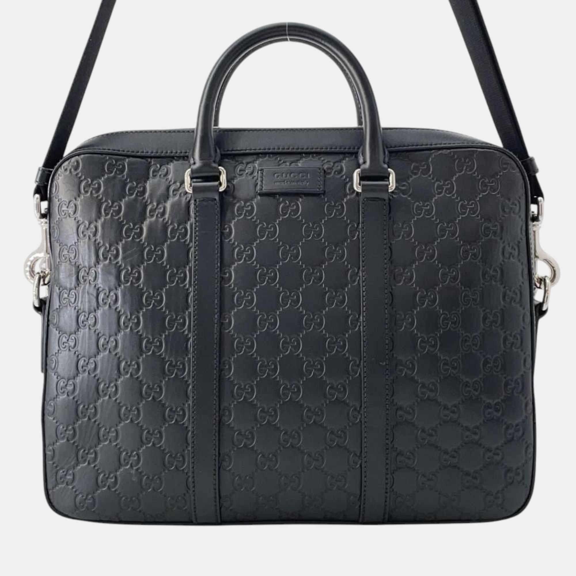 

Gucci Signature Briefcase Black Leather