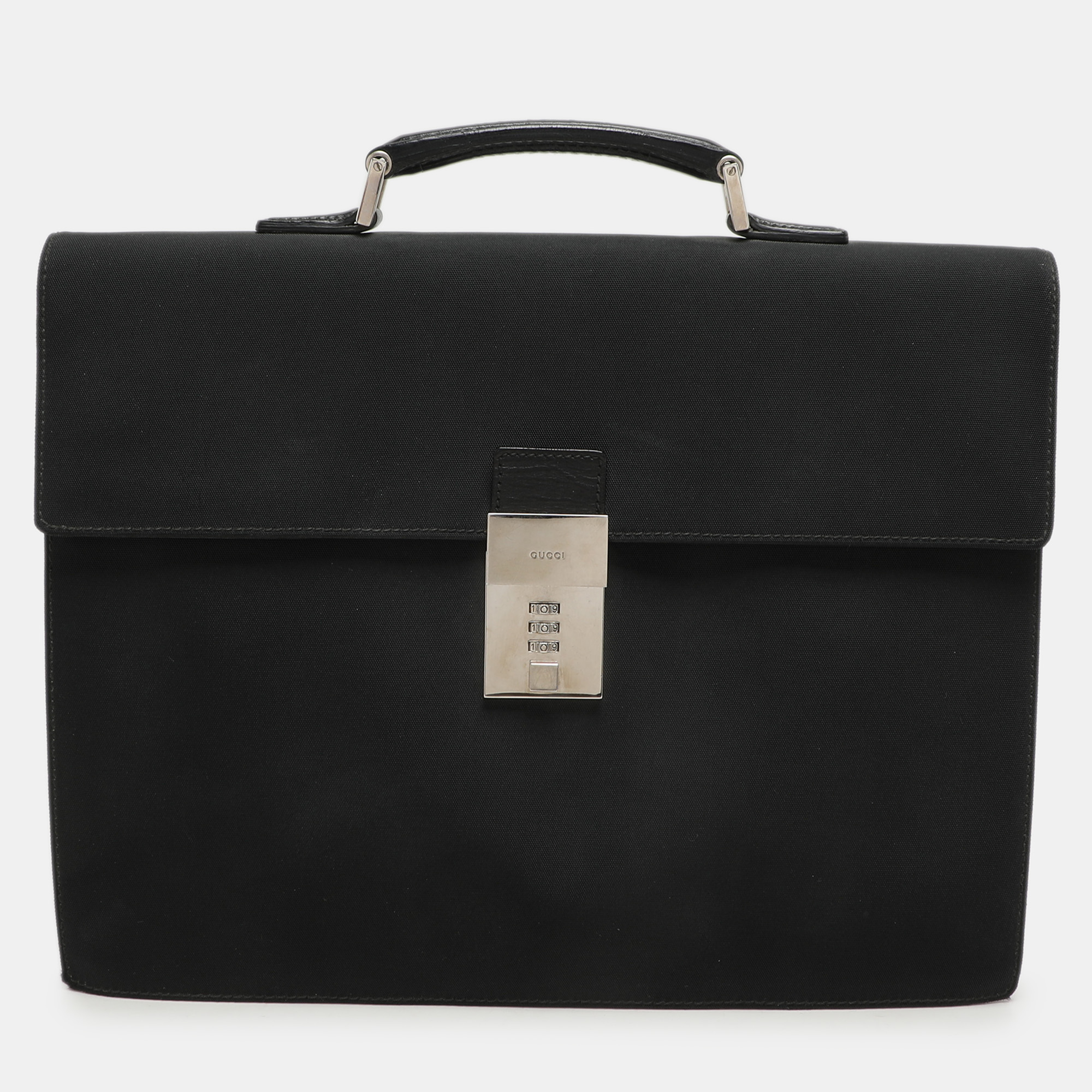 

Gucci Black Nylon and Leather Combination Lock Briefcase