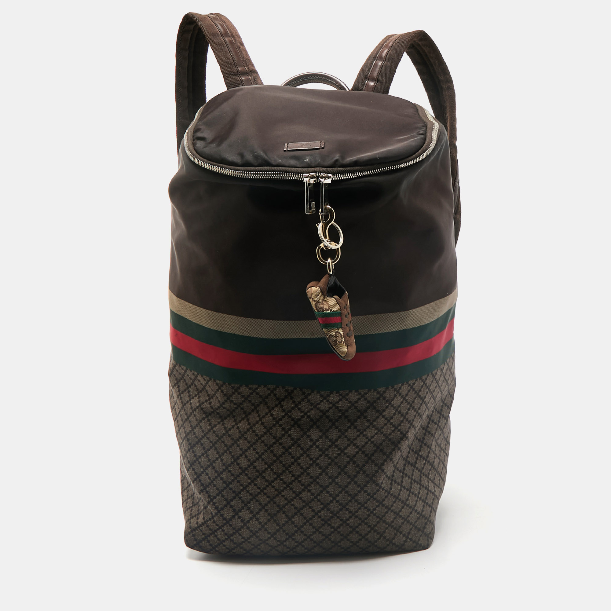 

Gucci Brown Diamante Nylon Web Backpack