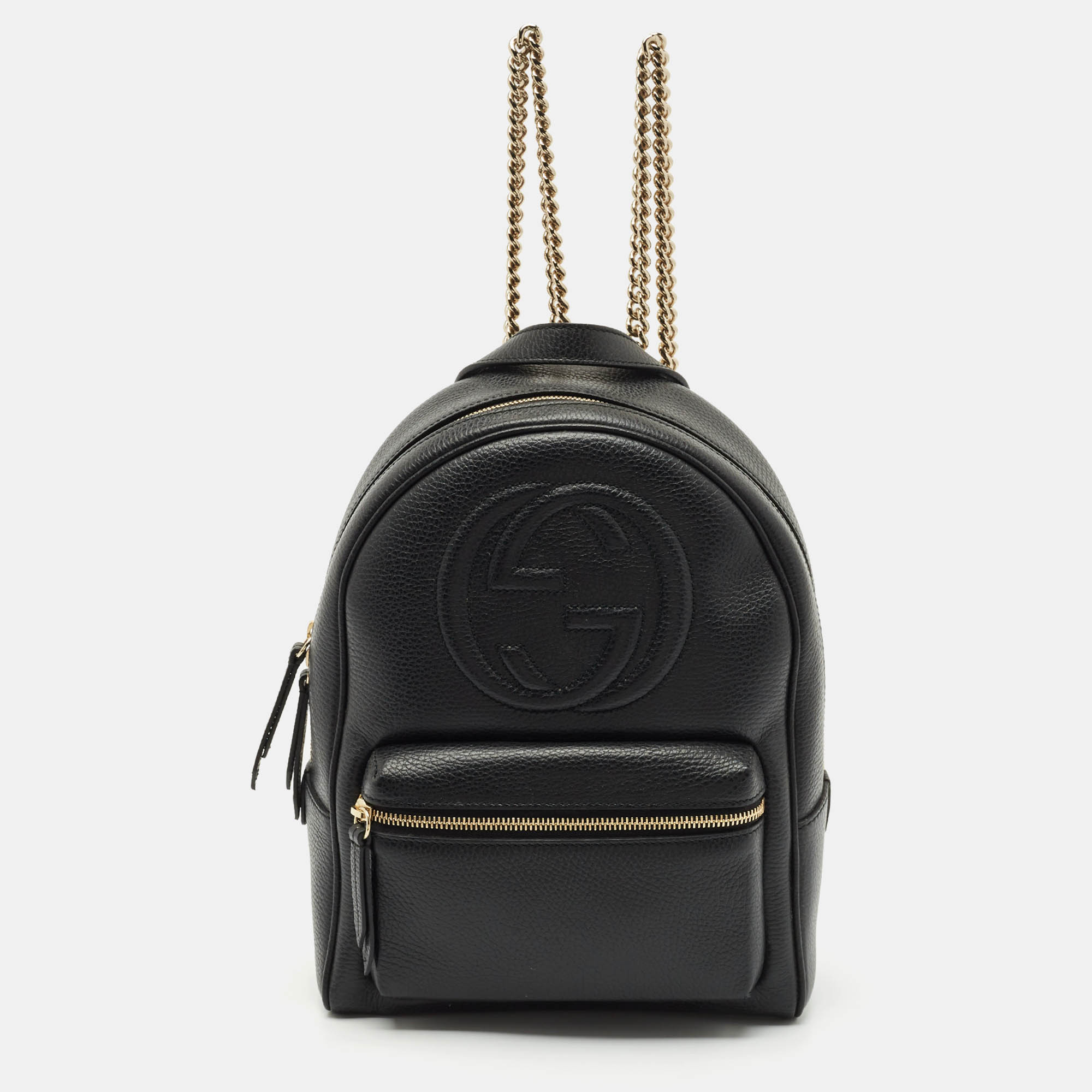 

Gucci Black Leather Soho Chain Backpack