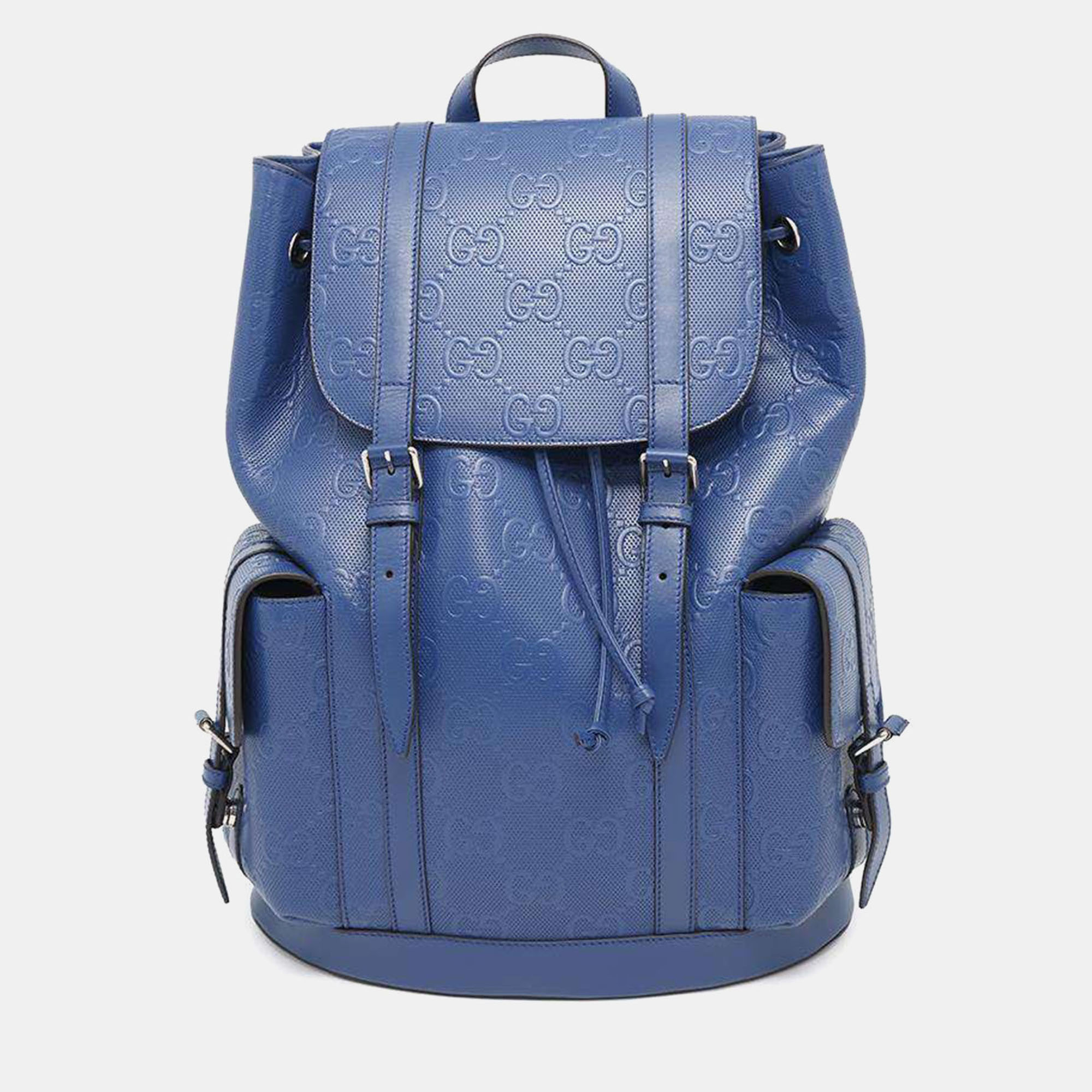 

Gucci Blue GG Embossed Leather Backpack