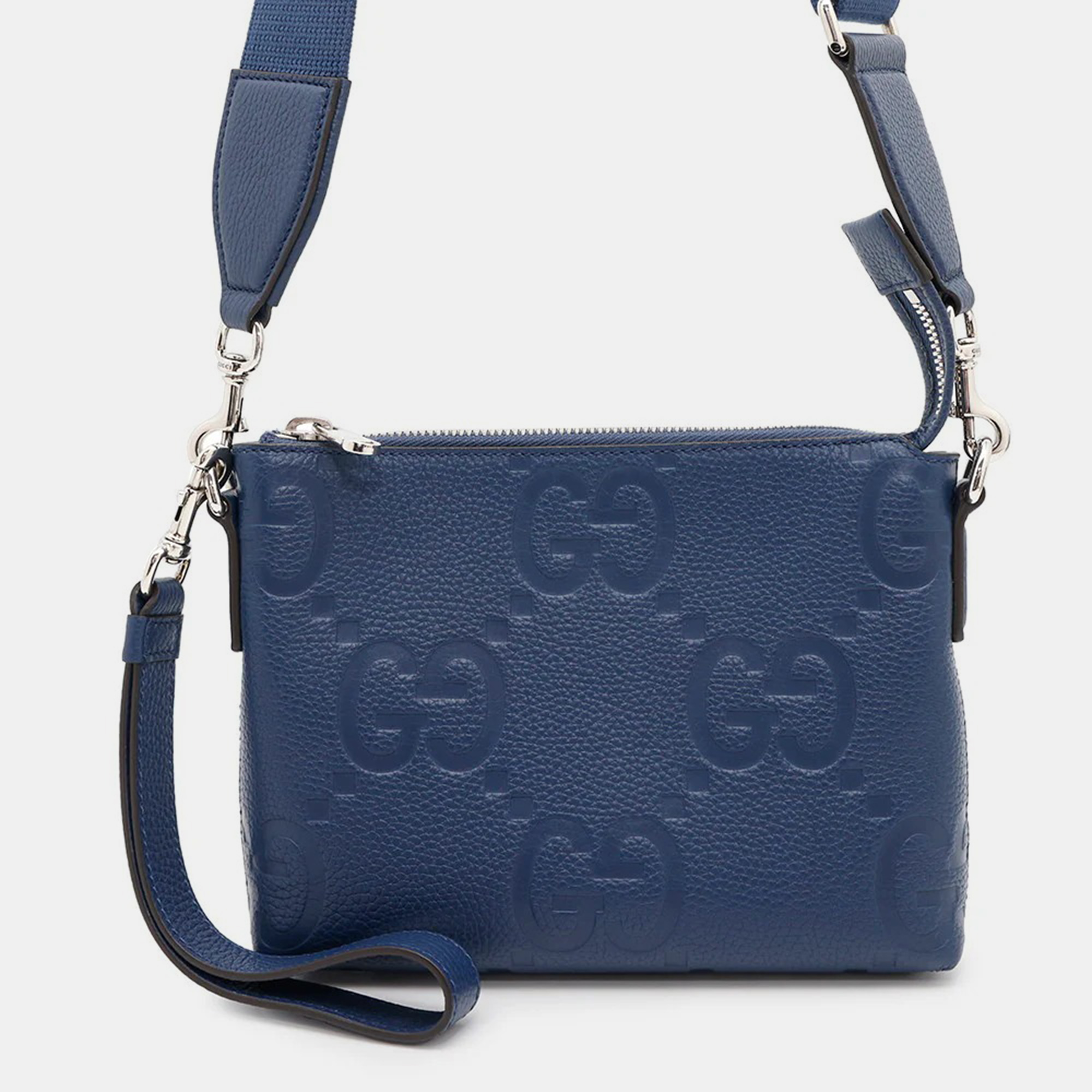 

Gucci Jumbo GG Small Blue Leather Messenger Bag
