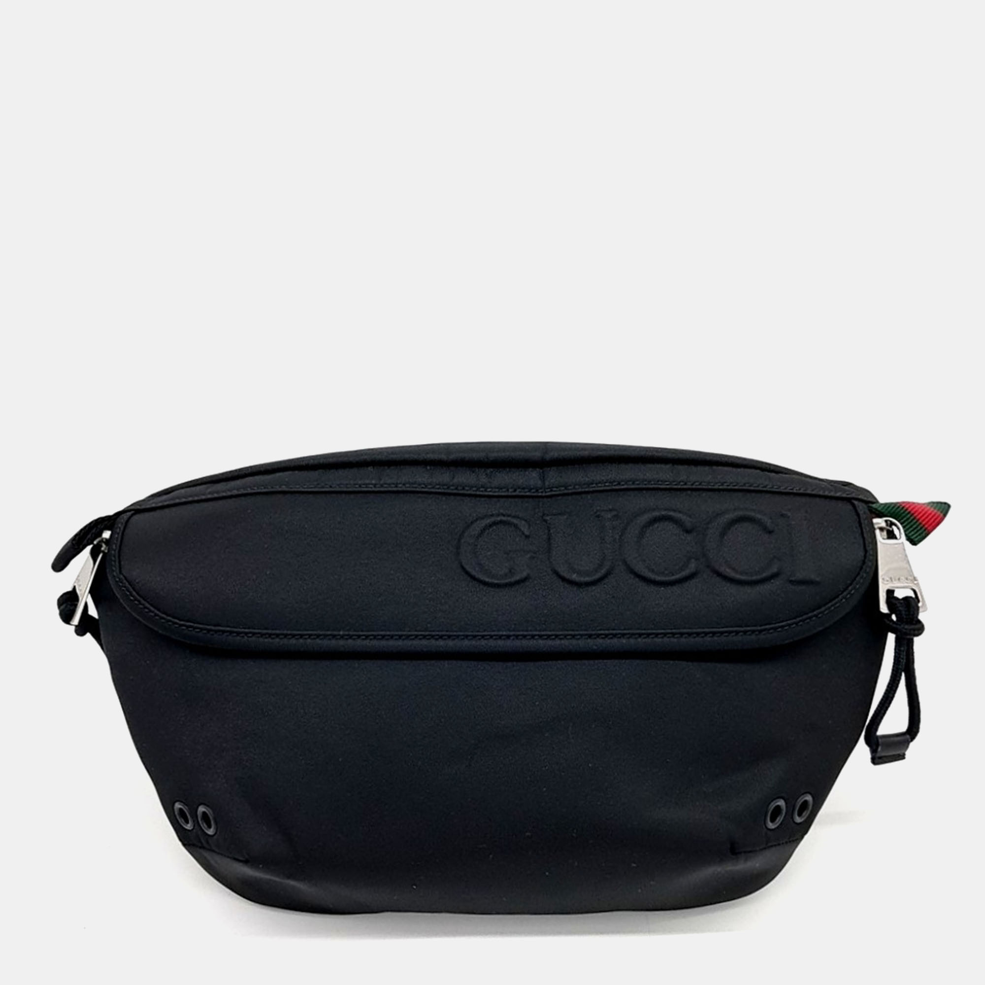 

Gucci Black Leather Logo Belt Bag Small