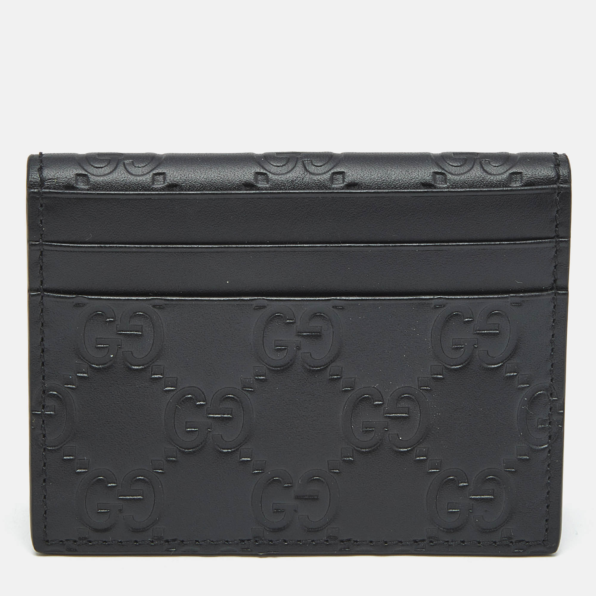 

Gucci Black Guccissima Leather Flap Card Case