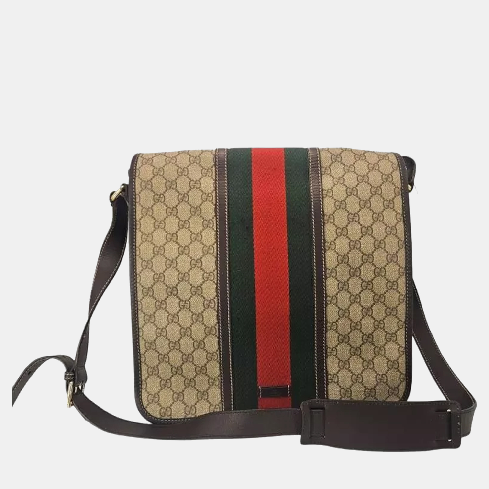 

Gucci GG Supreme Canvas and Leather Web Messenger Bag, Beige