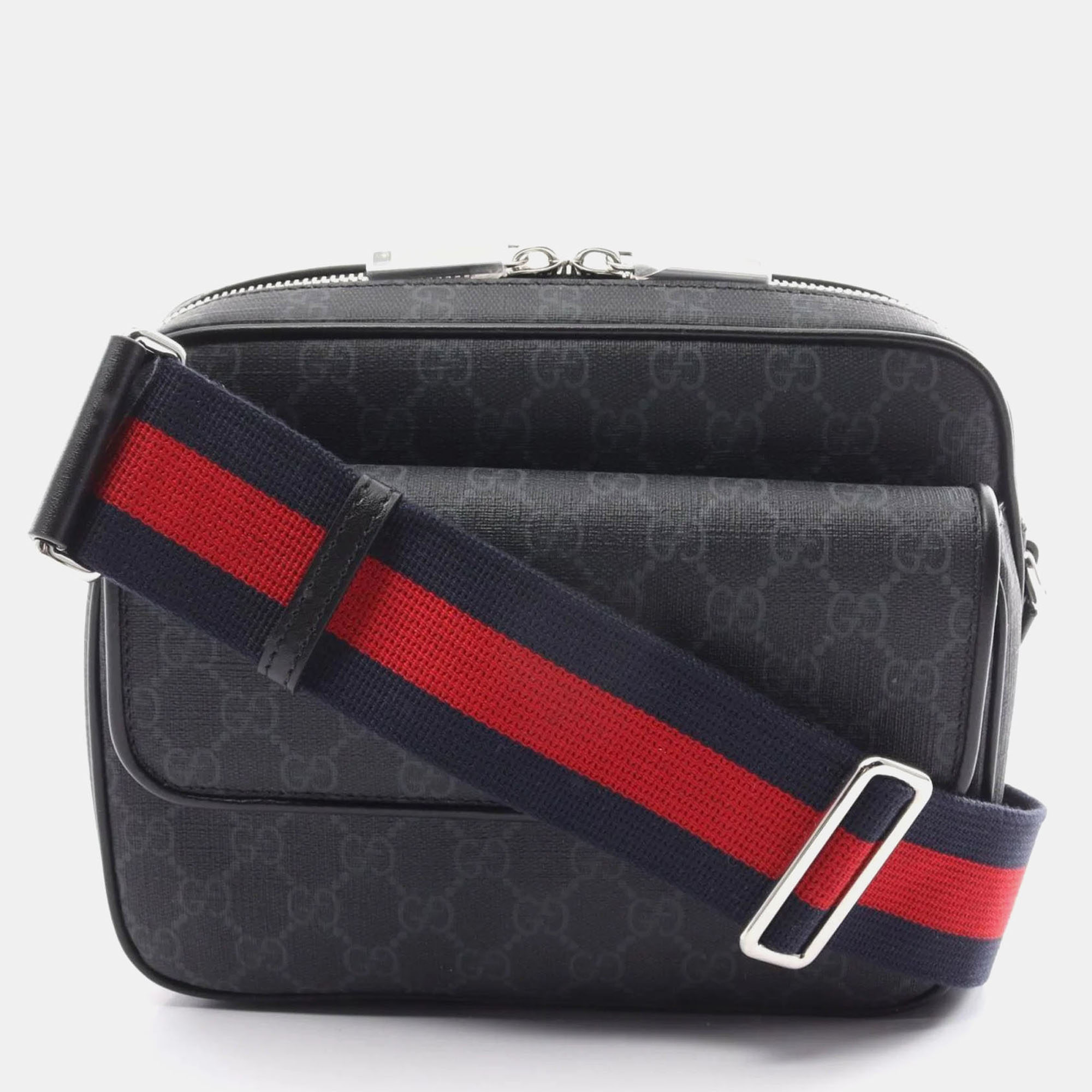 

Gucci GG Supreme Small Canvas Leather Crossbody Bag, Black