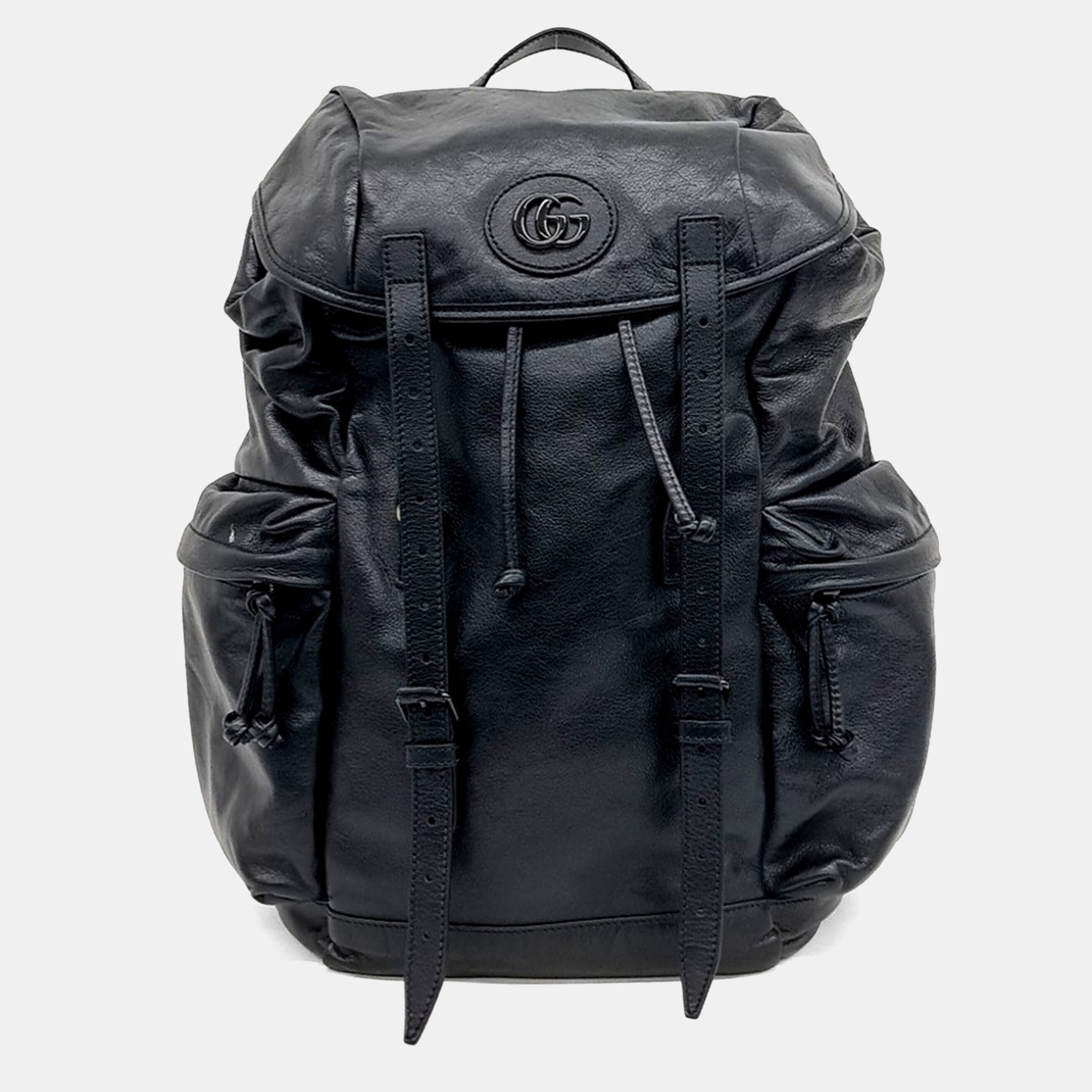 

Gucci Black Leather Tonal Double G Backpack