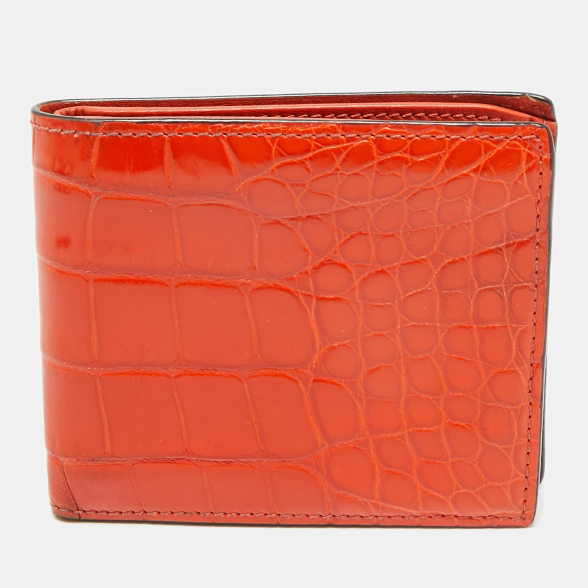 

Gucci Orange Crocodile Bifold Wallet