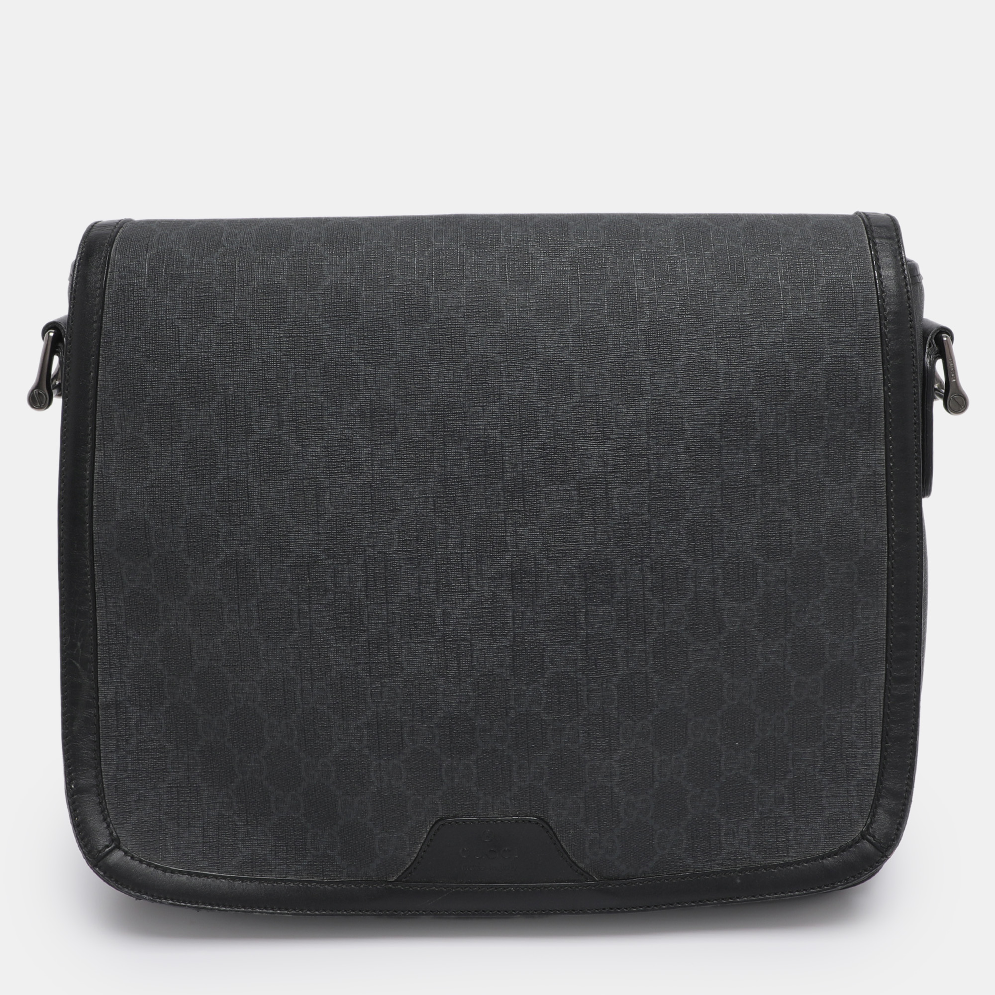 Pre-owned Gucci Grey Gg Supreme Canvas And Leather Messenger Bag In Gray